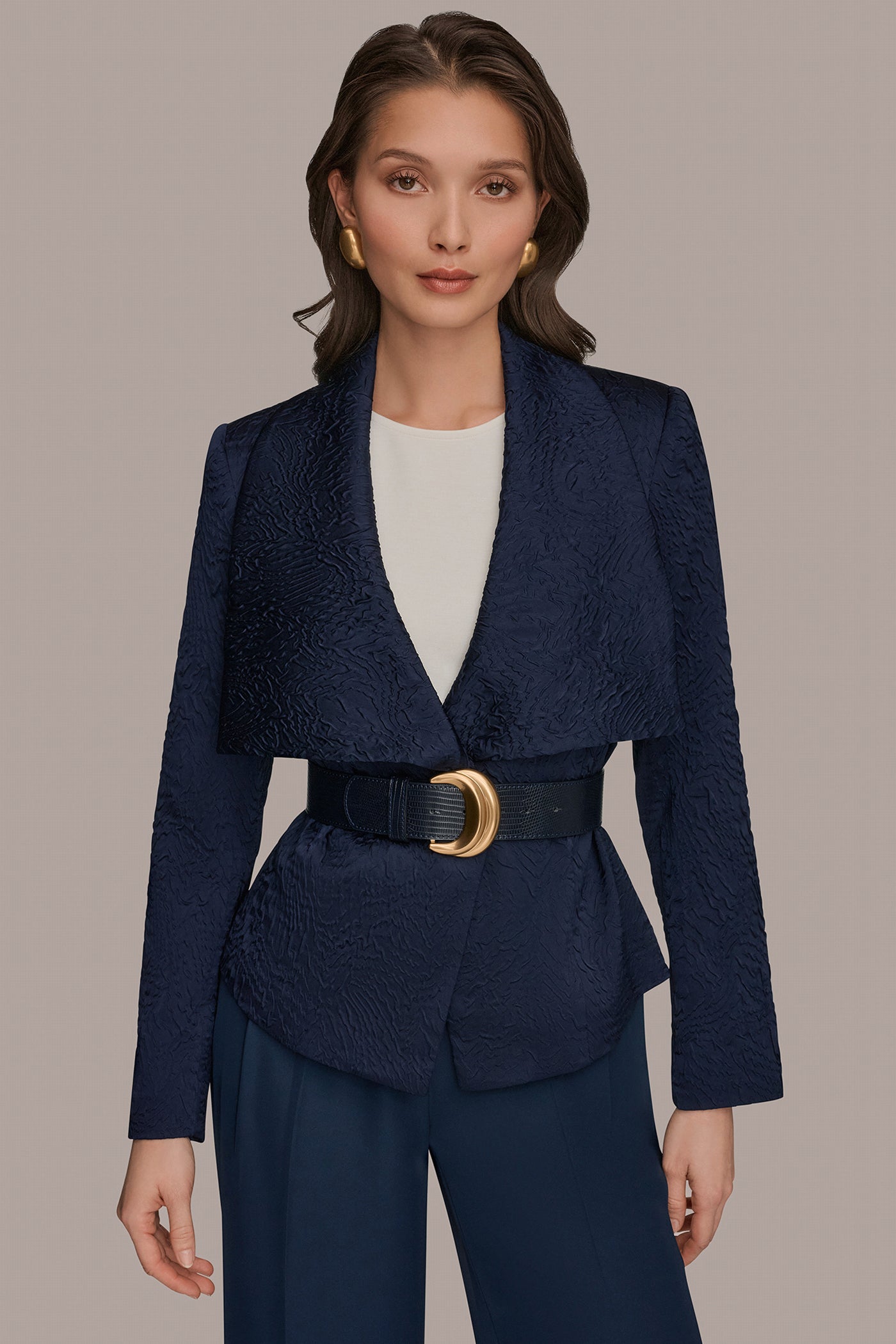 Nightfall CRINKLE JACQUARD CROPPED BLAZER Donna Karan