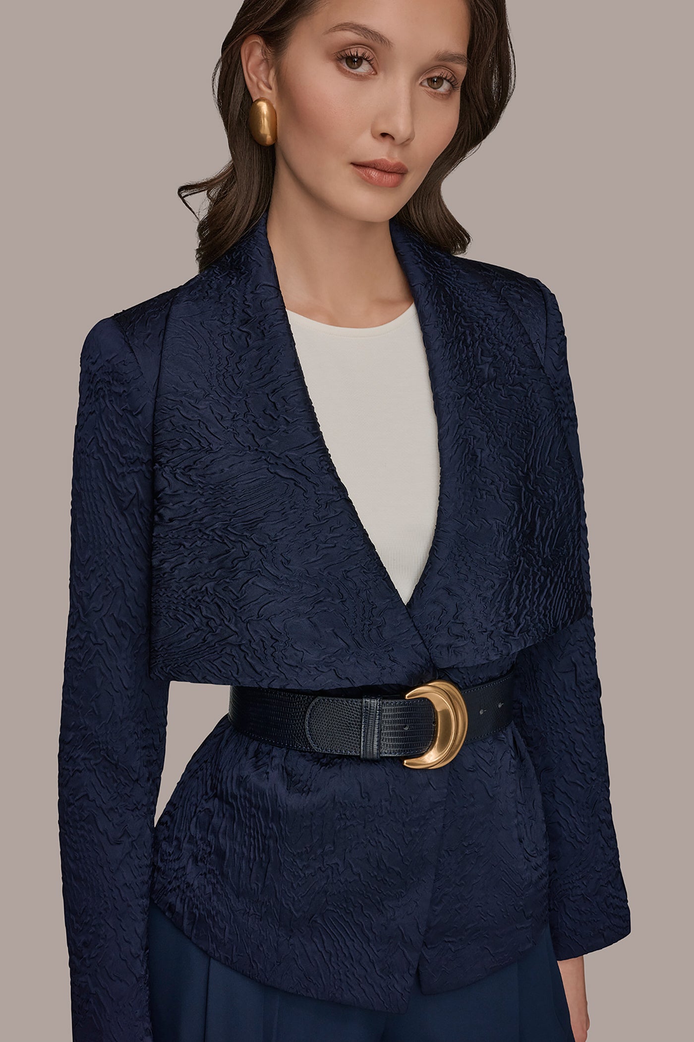 Nightfall CRINKLE JACQUARD CROPPED BLAZER Donna Karan