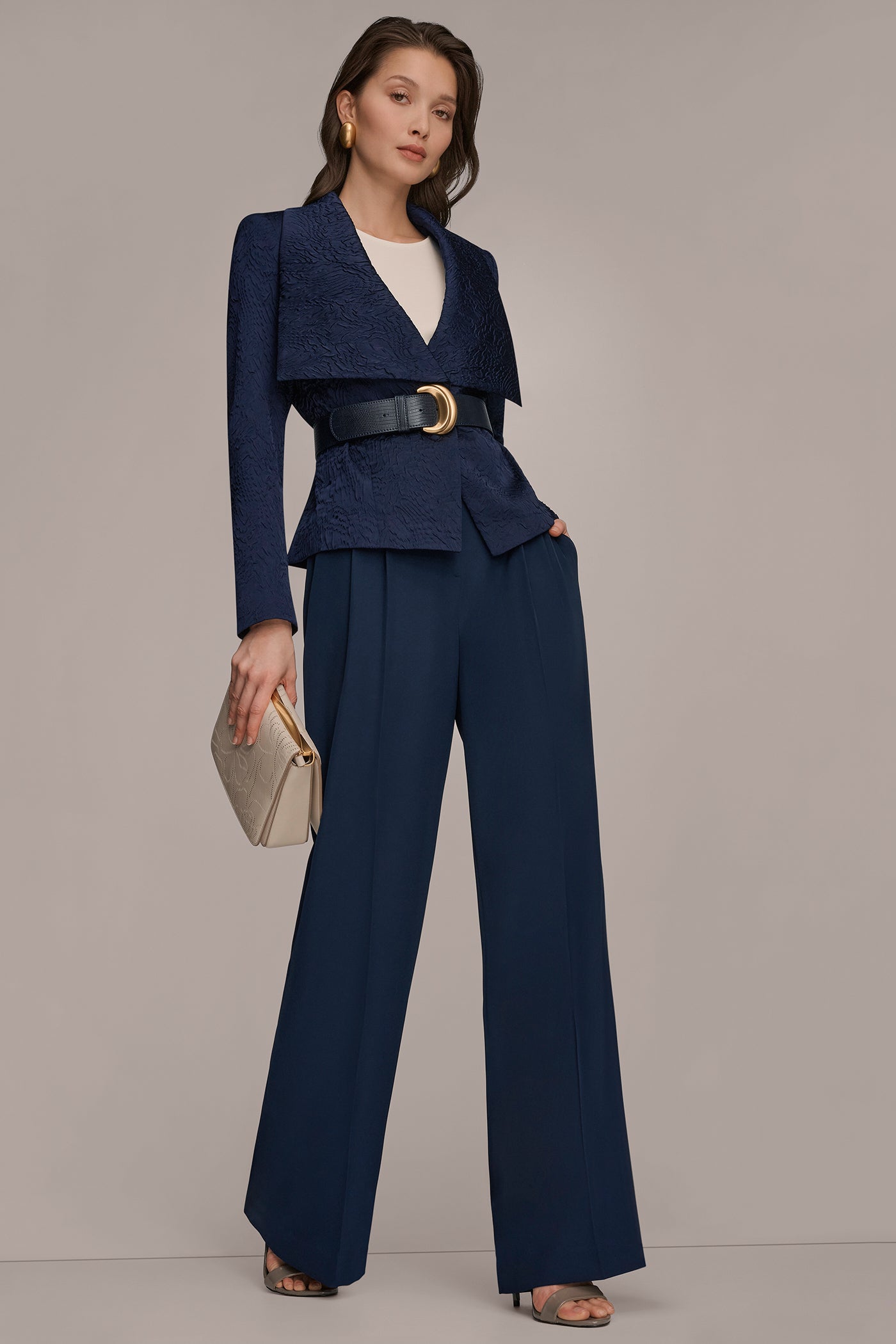 Nightfall CRINKLE JACQUARD CROPPED BLAZER Donna Karan