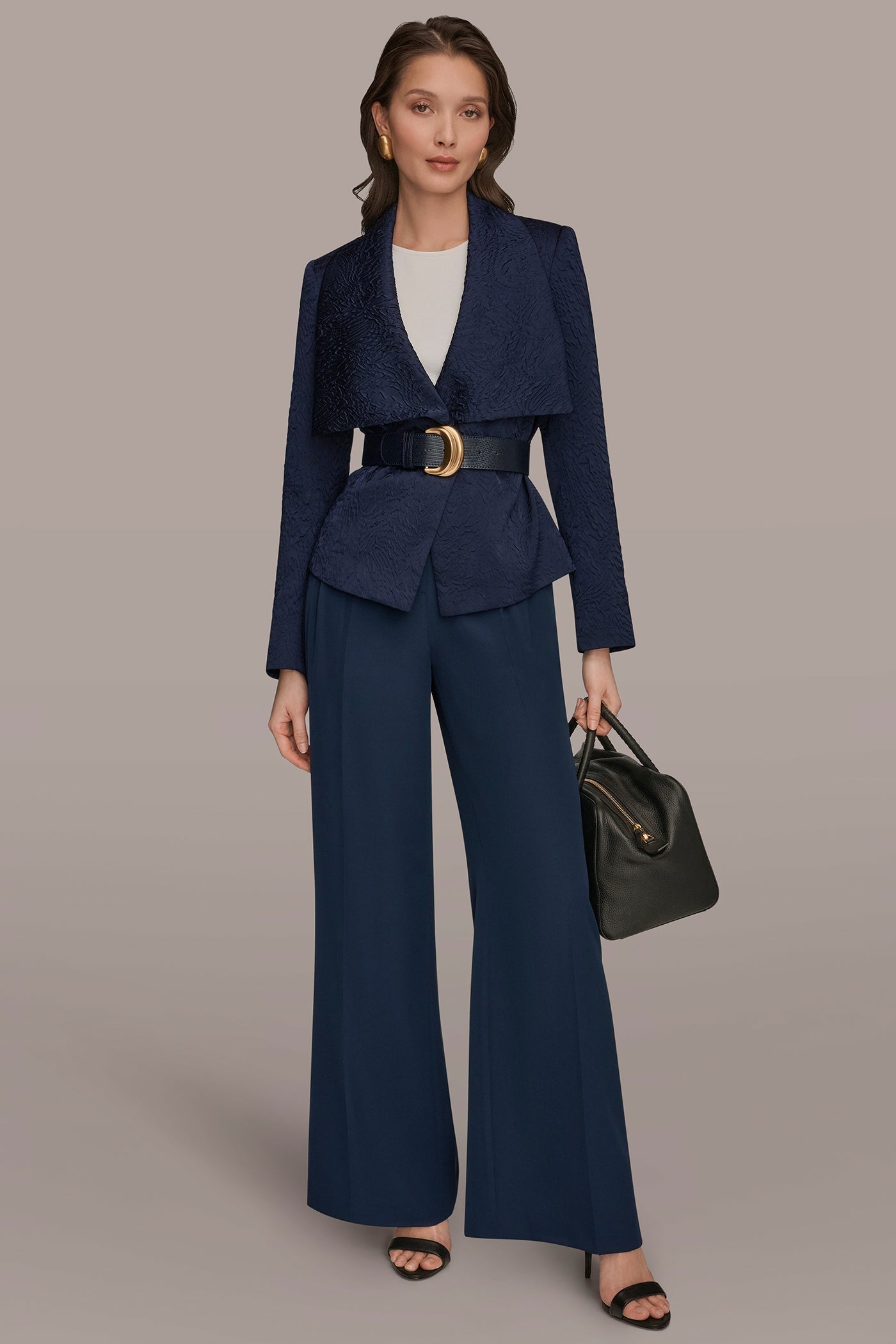 Nightfall CRINKLE JACQUARD CROPPED BLAZER Donna Karan