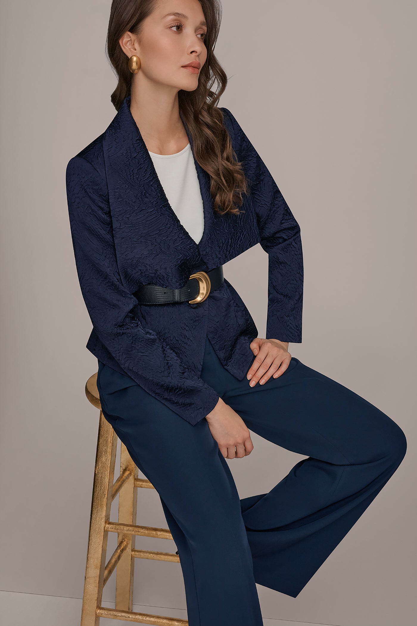 Nightfall CRINKLE JACQUARD CROPPED BLAZER Donna Karan