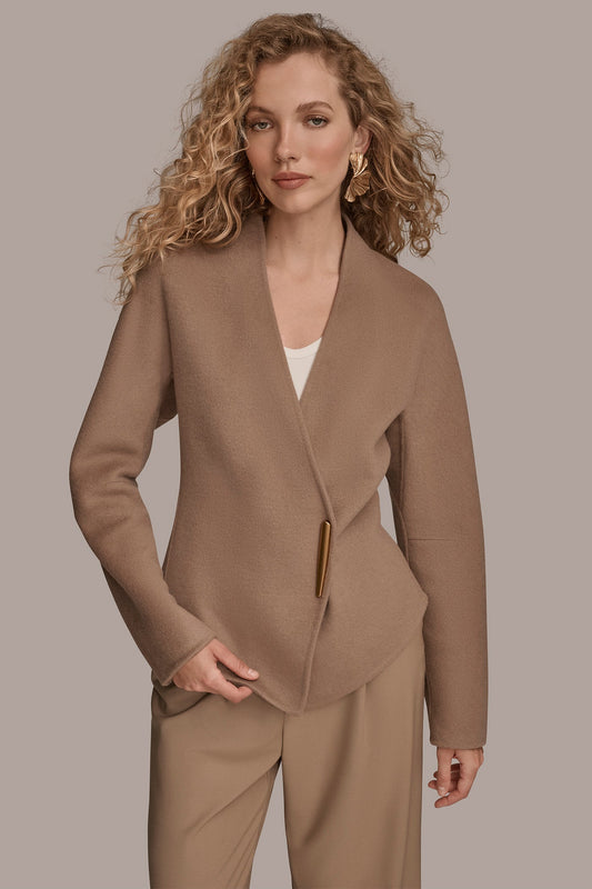 Heather Nolita COLLARLESS EMBELLISHED WRAP JACKET Donna Karan
