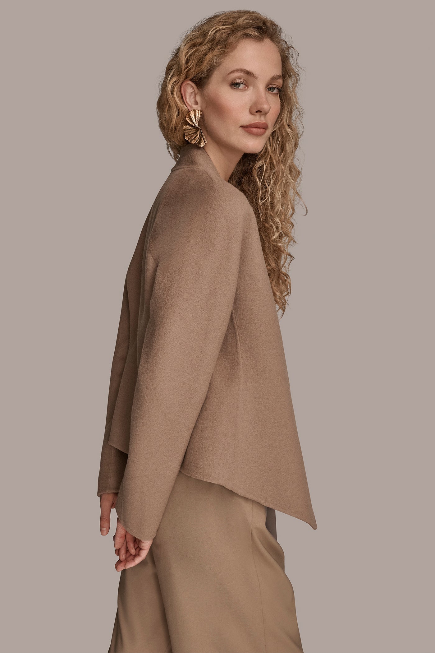 Heather Nolita COLLARLESS EMBELLISHED WRAP JACKET Donna Karan