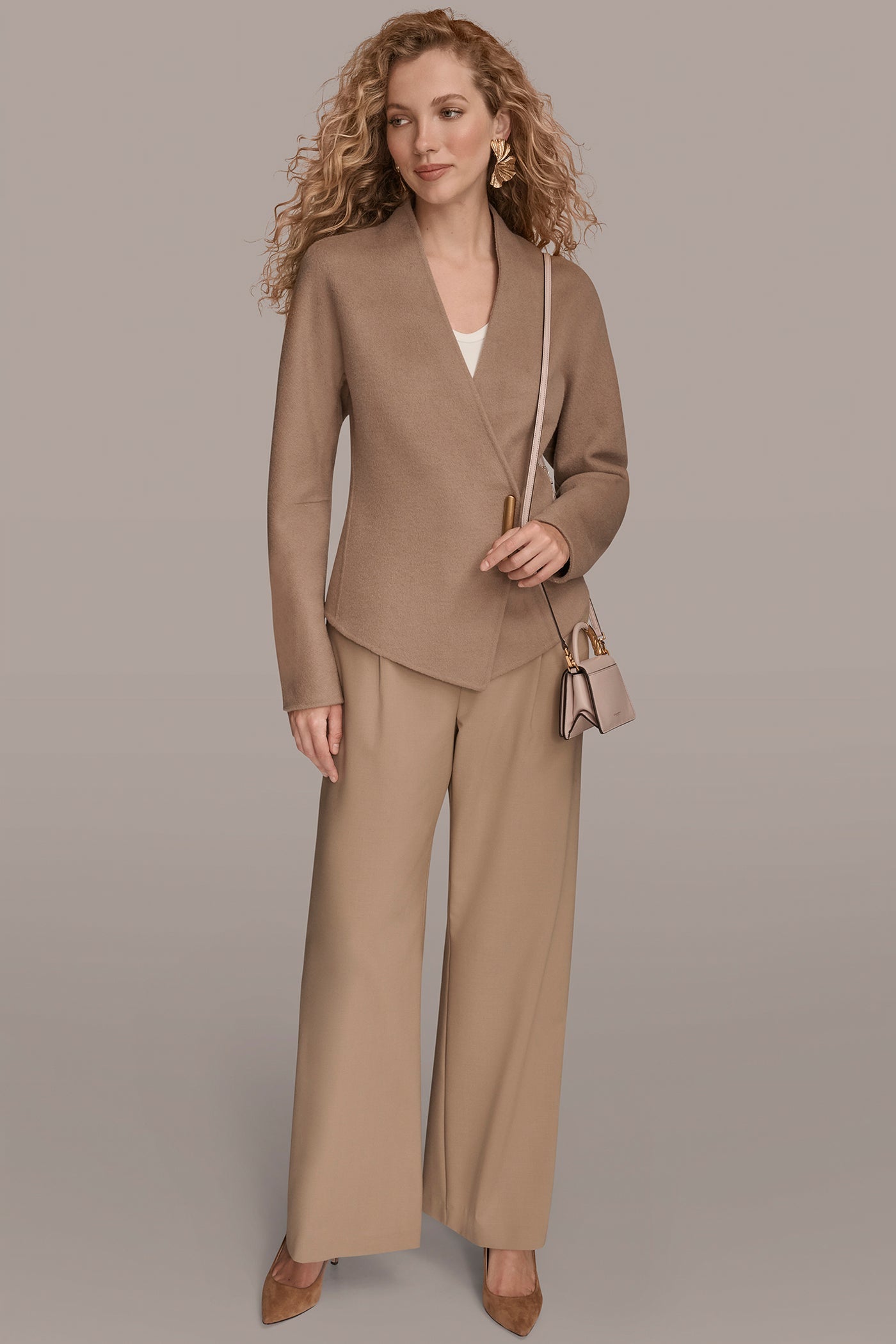 Heather Nolita COLLARLESS EMBELLISHED WRAP JACKET Donna Karan