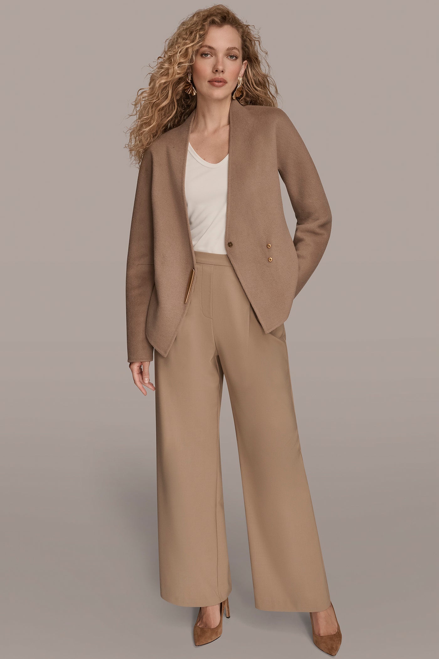 Heather Nolita COLLARLESS EMBELLISHED WRAP JACKET Donna Karan
