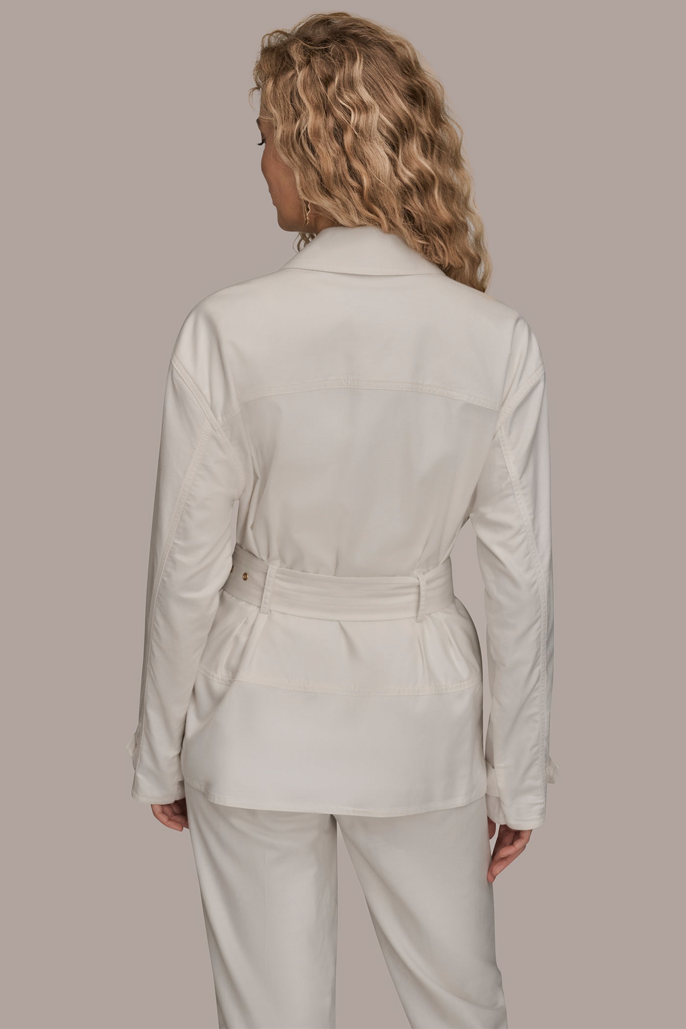 CREAM BELTED UTILITY JACKET Donna Karan
