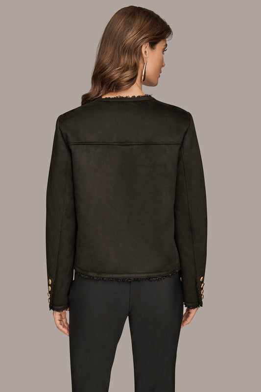 Black FAUX-SHEARLING BOXY COAT Donna Karan