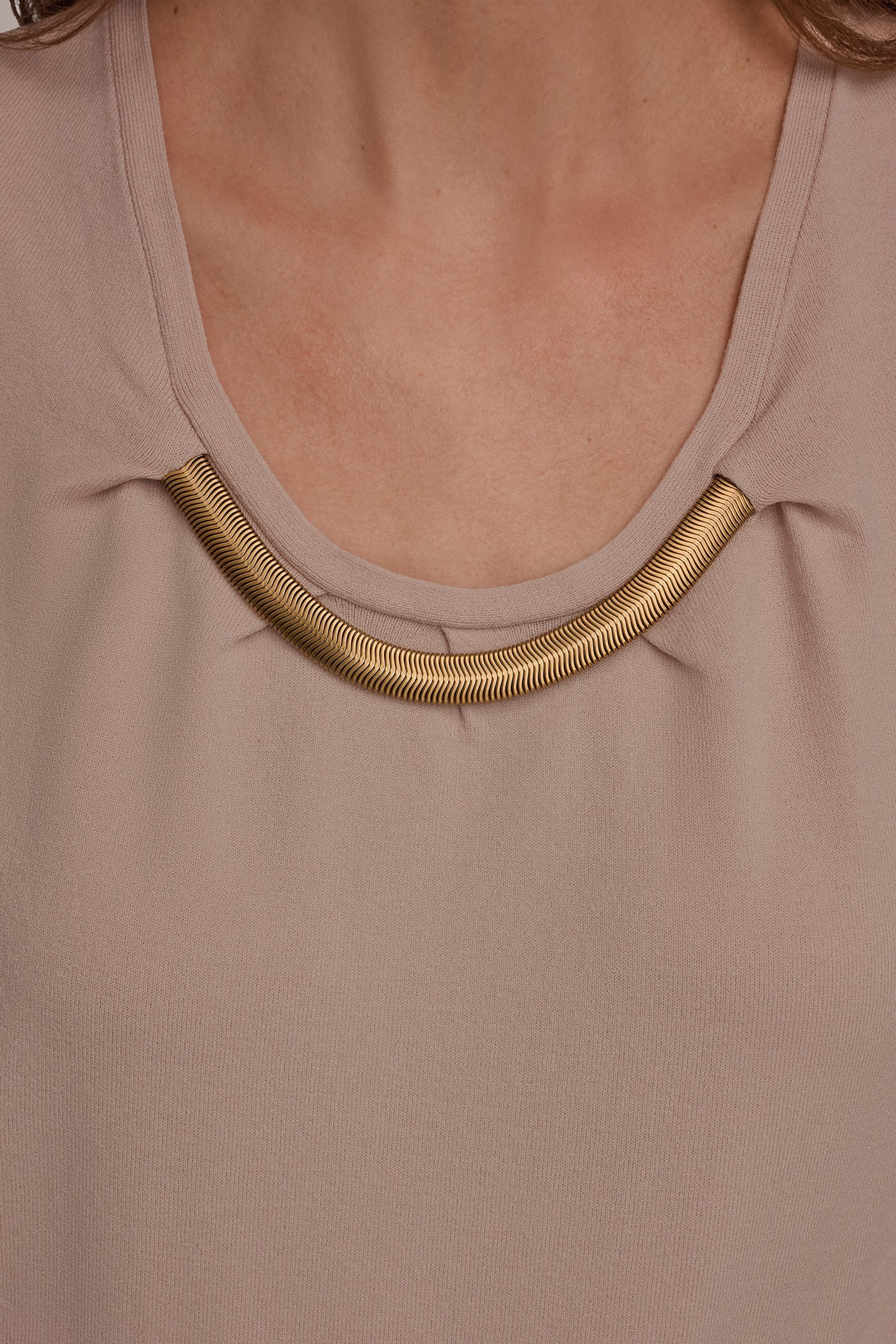 Snow Petal CAP SLEEVE METALLIC TRIM SWEATER Donna Karan