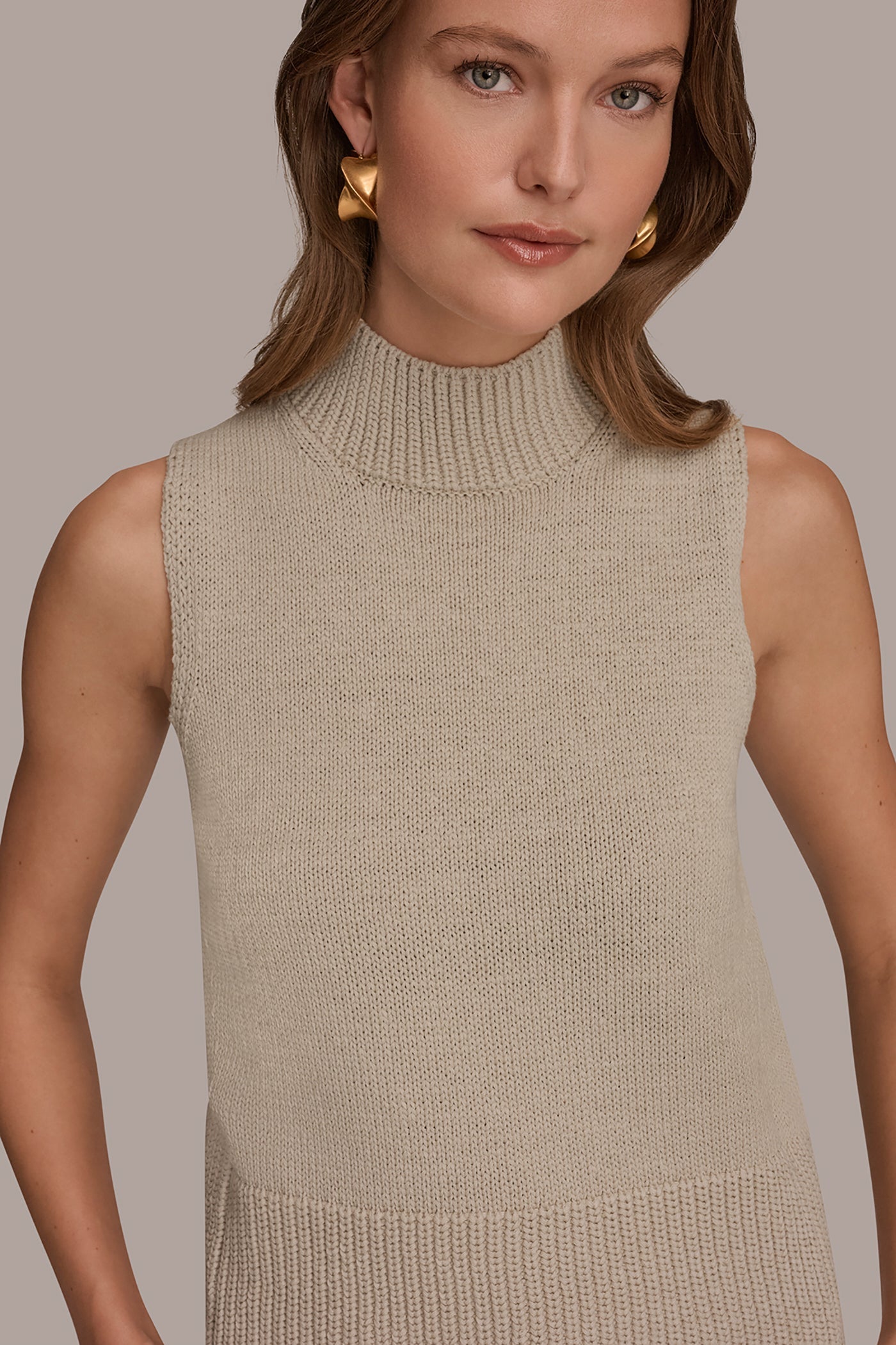 Tuscan Grey SLEEVELESS A-LINE SWEATER Donna Karan