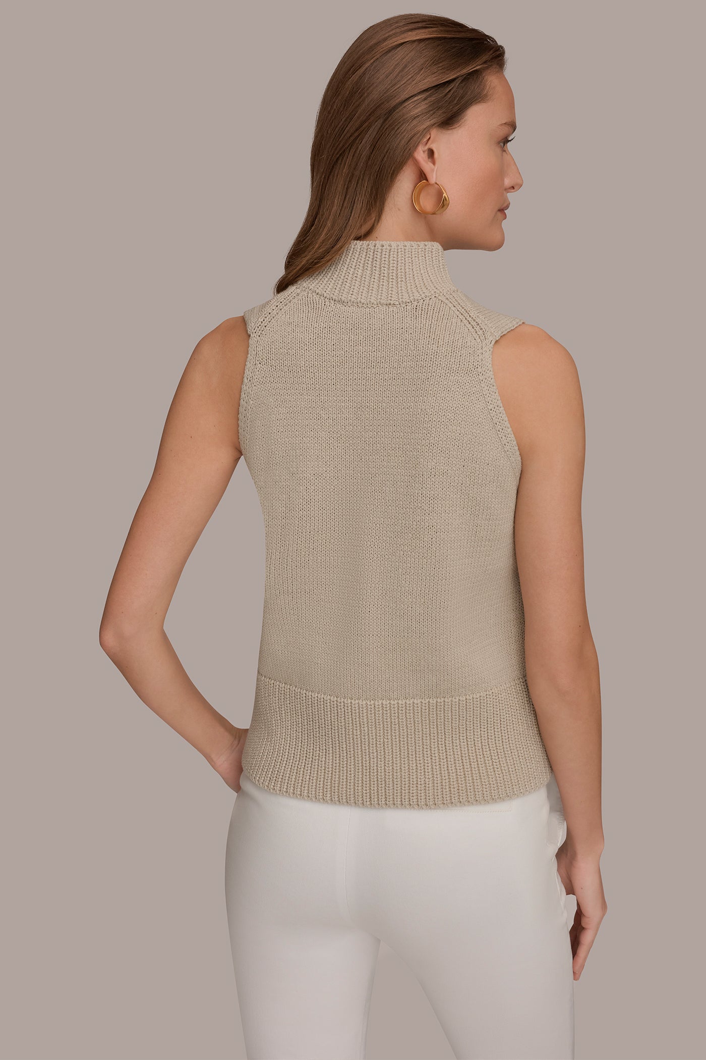 Tuscan Grey SLEEVELESS A-LINE SWEATER Donna Karan