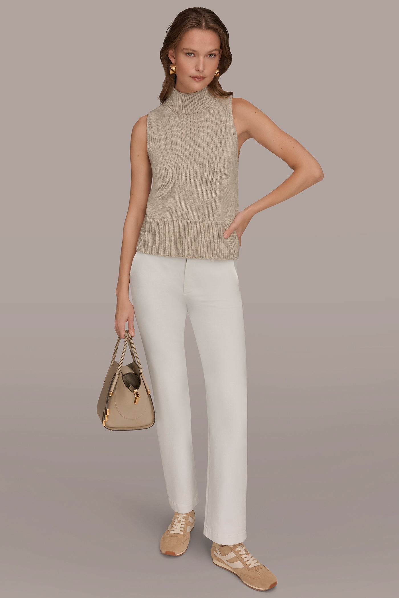 Tuscan Grey SLEEVELESS A-LINE SWEATER Donna Karan