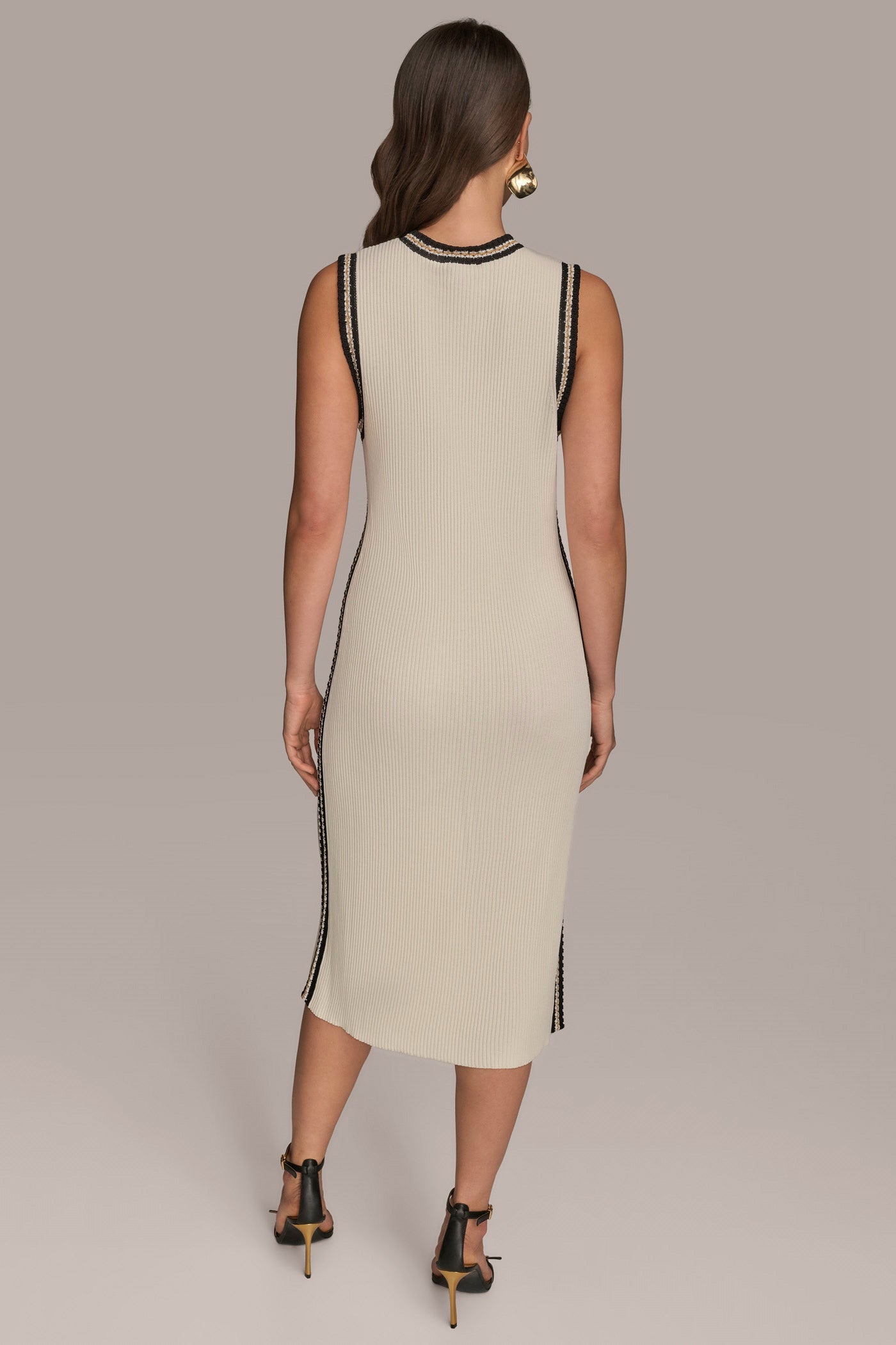 Cream/Beach Sand MIDI SHEATH DRESS WITH CARDIGAN Donna Karan
