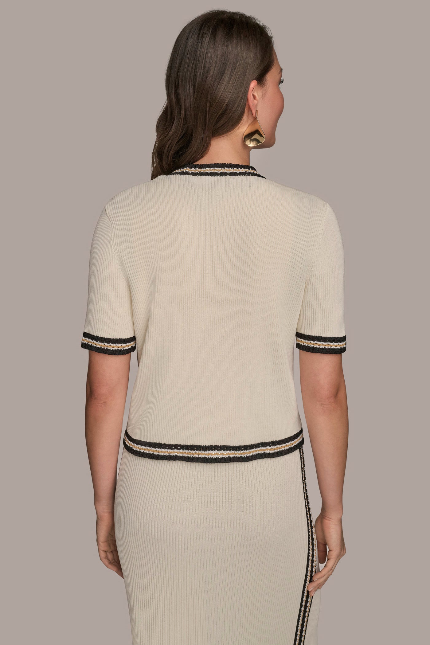Cream/Beach Sand MIDI SHEATH DRESS WITH CARDIGAN Donna Karan