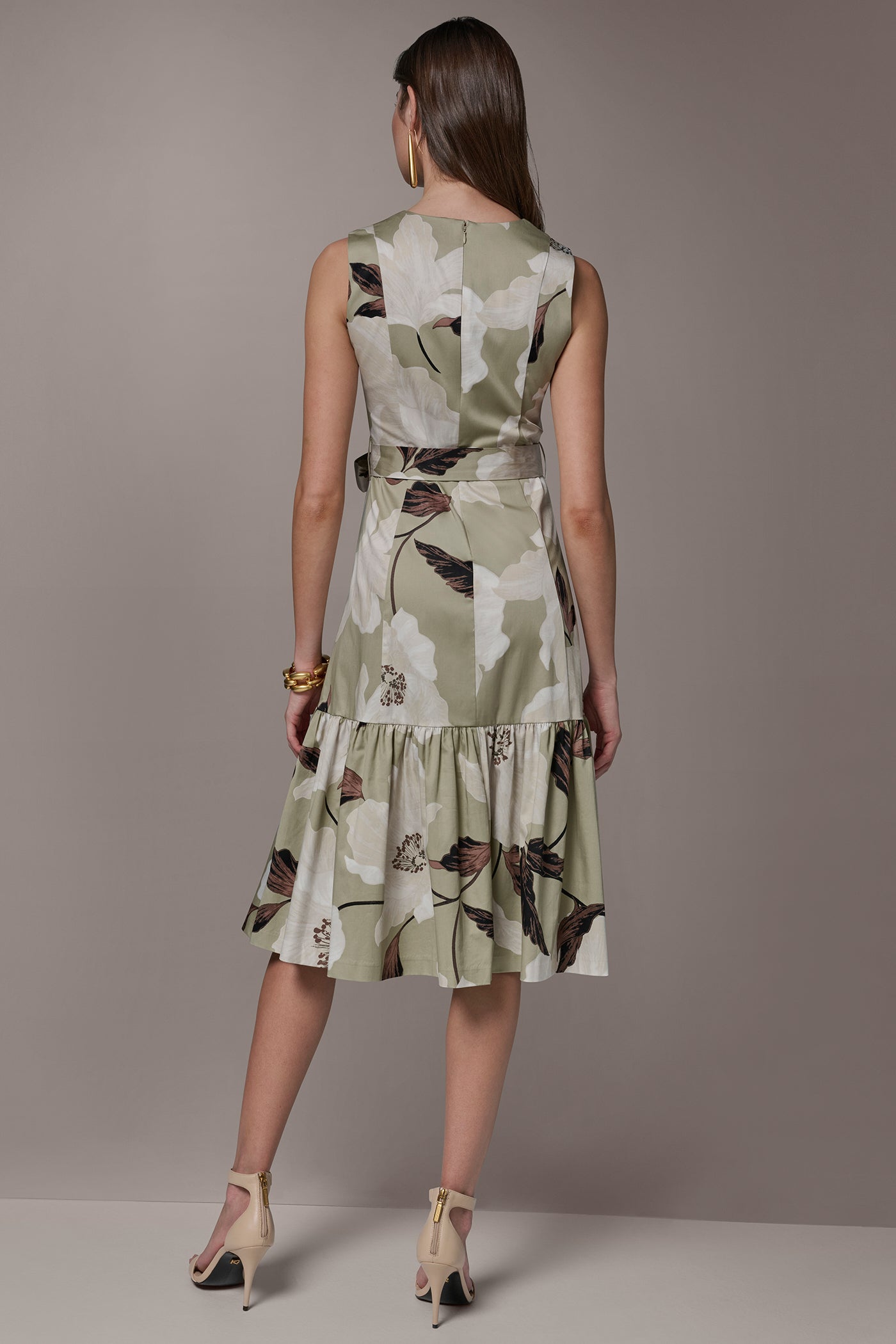 Agave Multi COTTON-SATEEN WRAP MIDI A-LINE DRESS Donna Karan