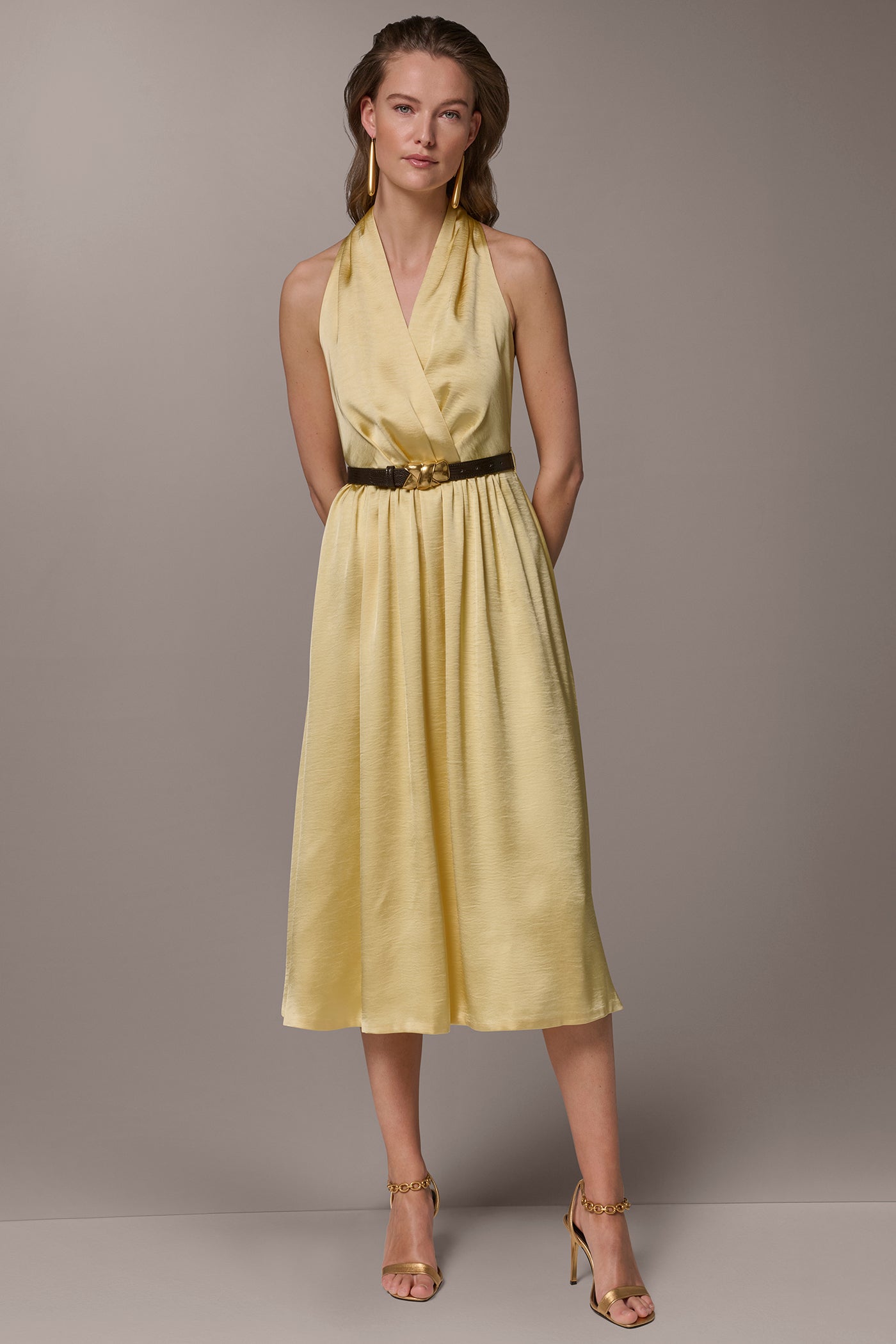 Panna Cotta SLEEVELESS COWL-NECK MIDI DRESS Donna Karan