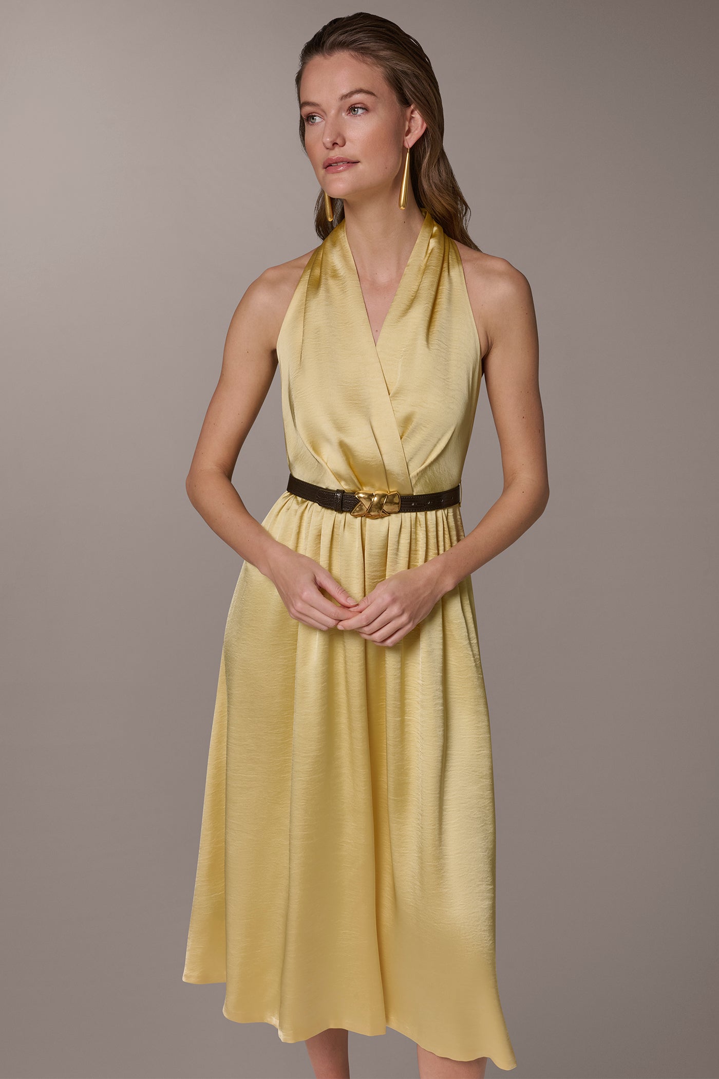 Panna Cotta SLEEVELESS COWL-NECK MIDI DRESS Donna Karan