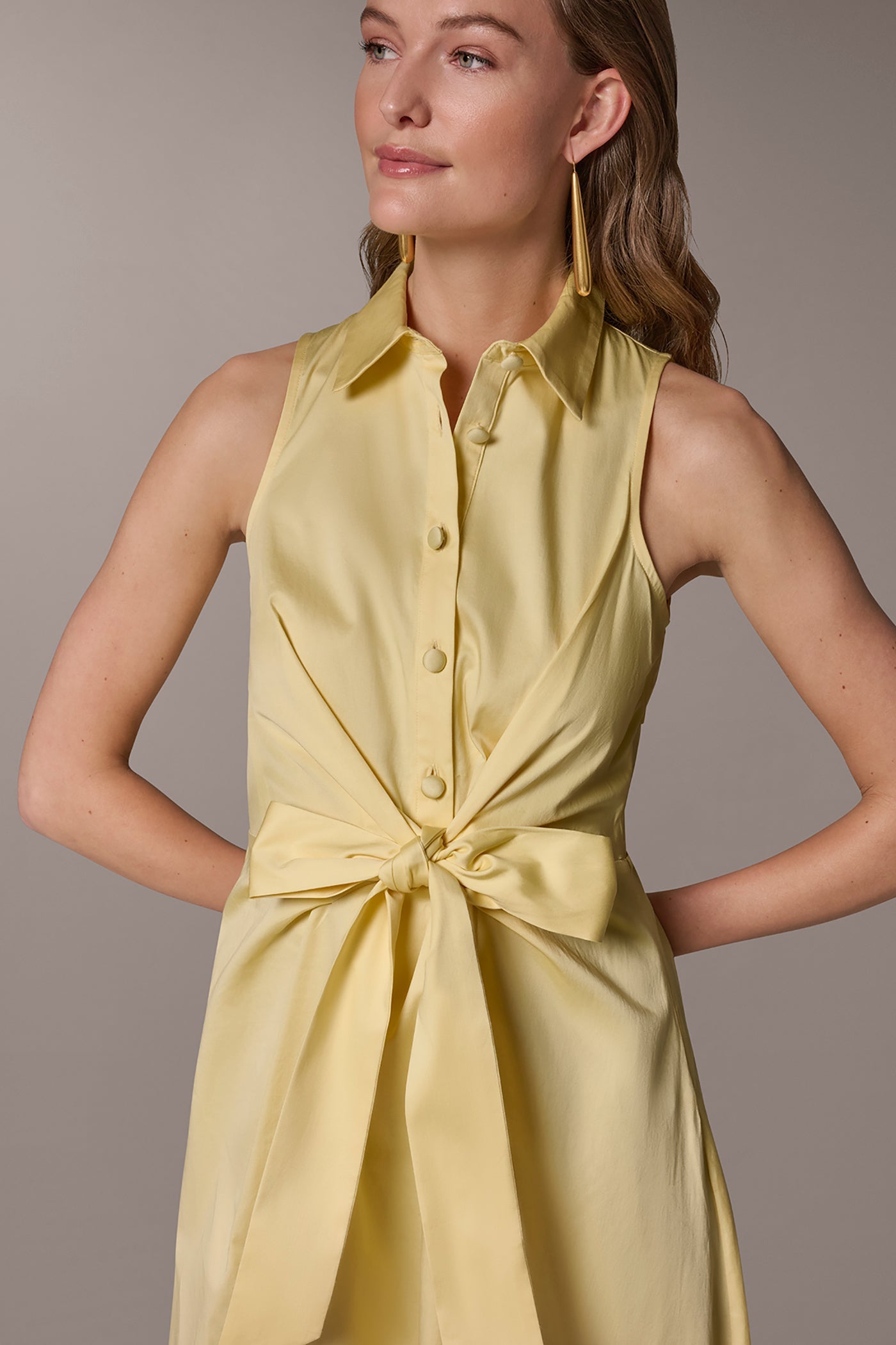 Panna Cotta COTTON-SATEEN MIDI SHIRT DRESS Donna Karan