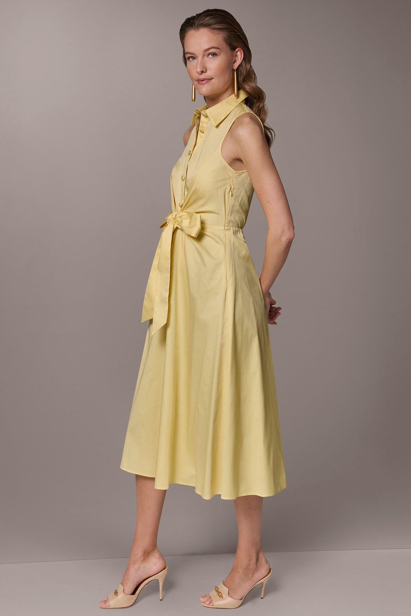 Panna Cotta COTTON-SATEEN MIDI SHIRT DRESS Donna Karan