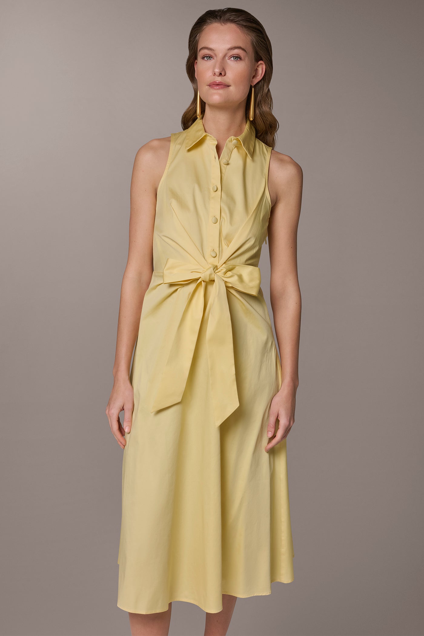 Panna Cotta COTTON-SATEEN MIDI SHIRT DRESS Donna Karan