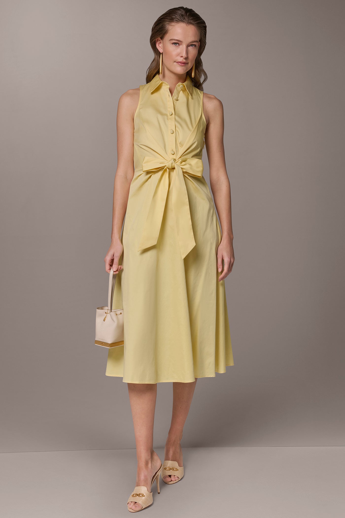 Panna Cotta COTTON-SATEEN MIDI SHIRT DRESS Donna Karan