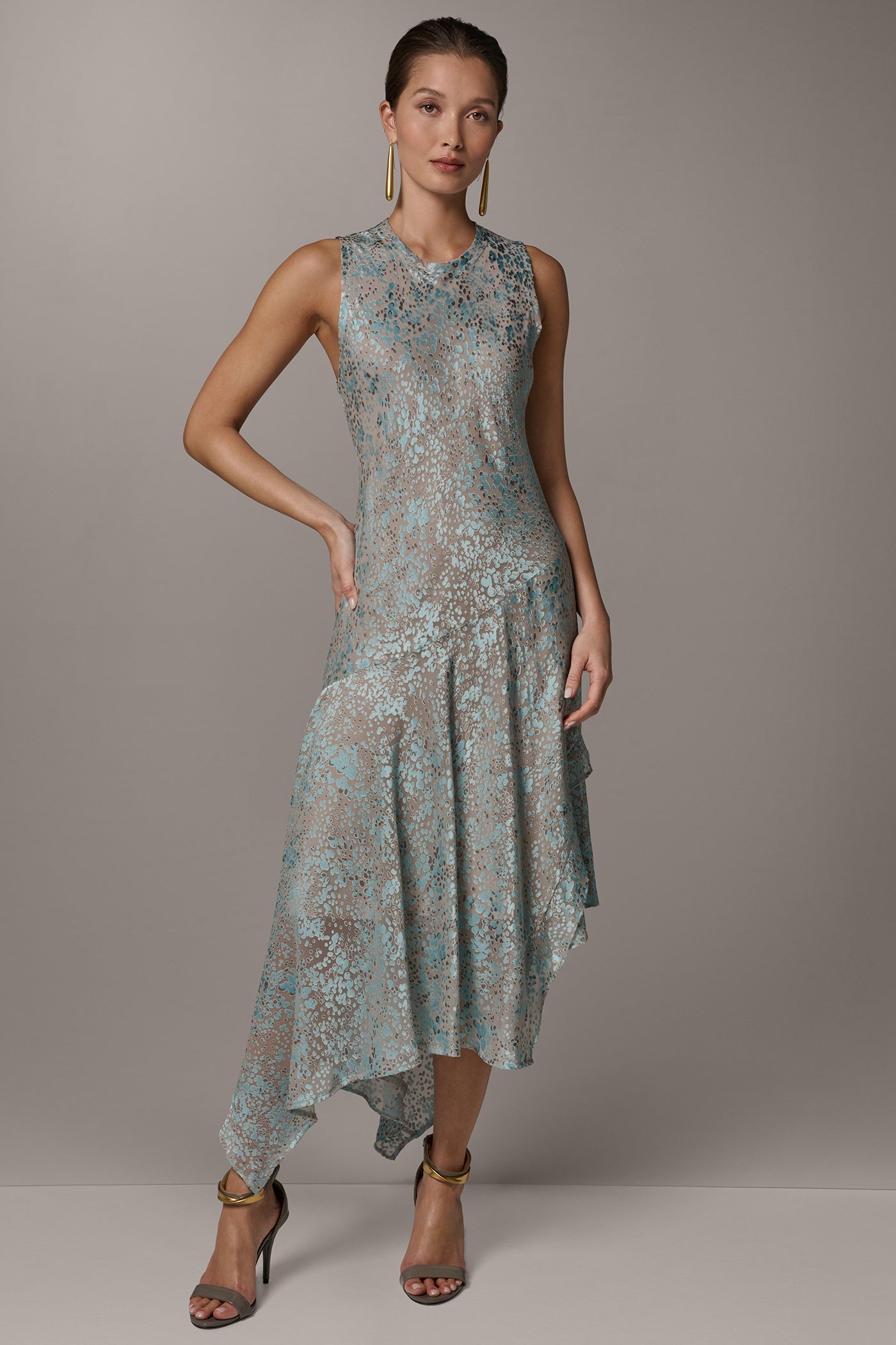 Turin Combo SLEEVELESS MIDI FIT AND FLARE DRESS Donna Karan