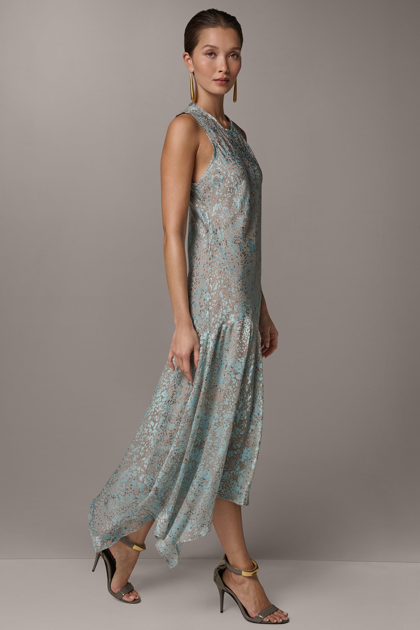 Turin Combo SLEEVELESS MIDI FIT AND FLARE DRESS Donna Karan