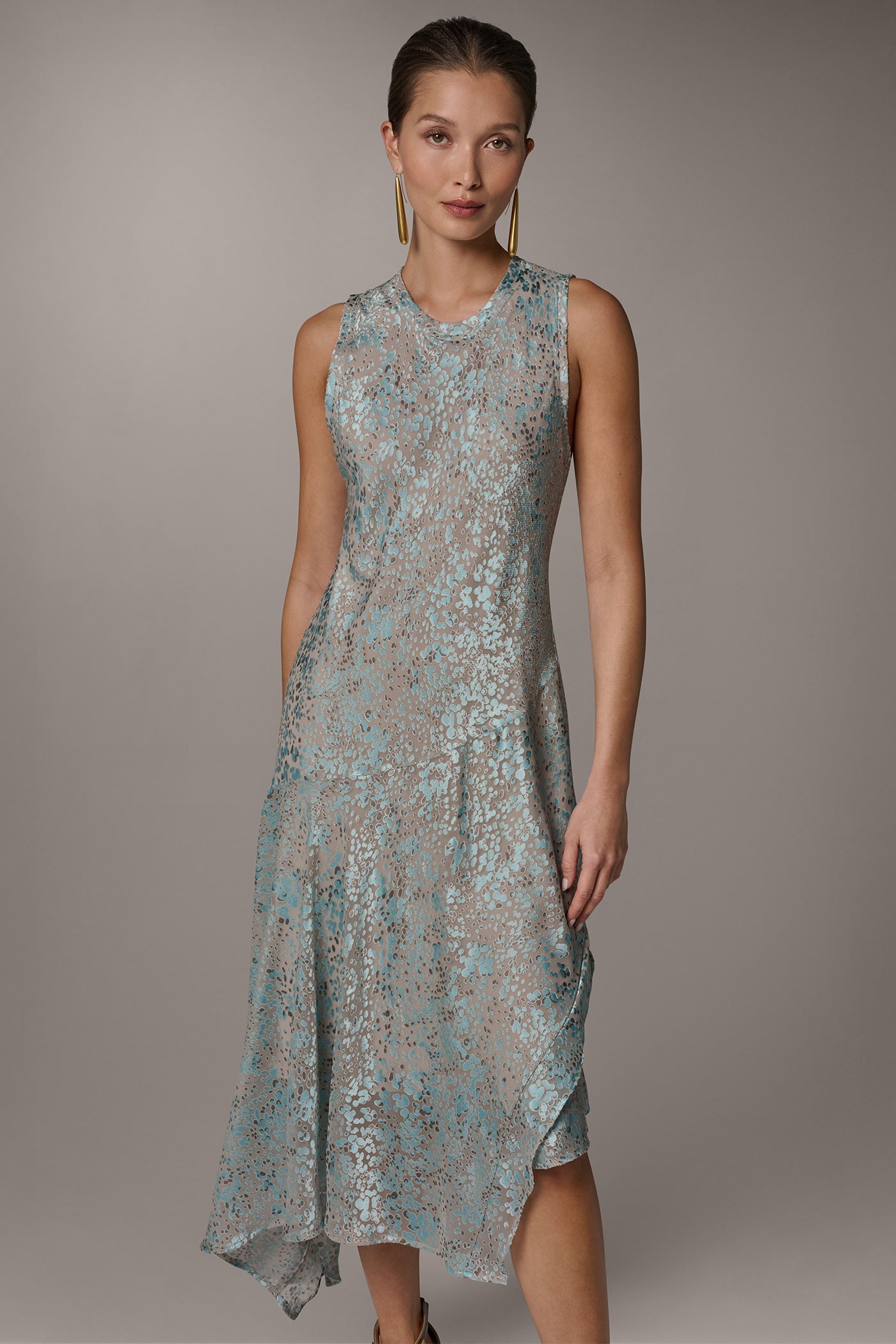 Turin Combo SLEEVELESS MIDI FIT AND FLARE DRESS Donna Karan