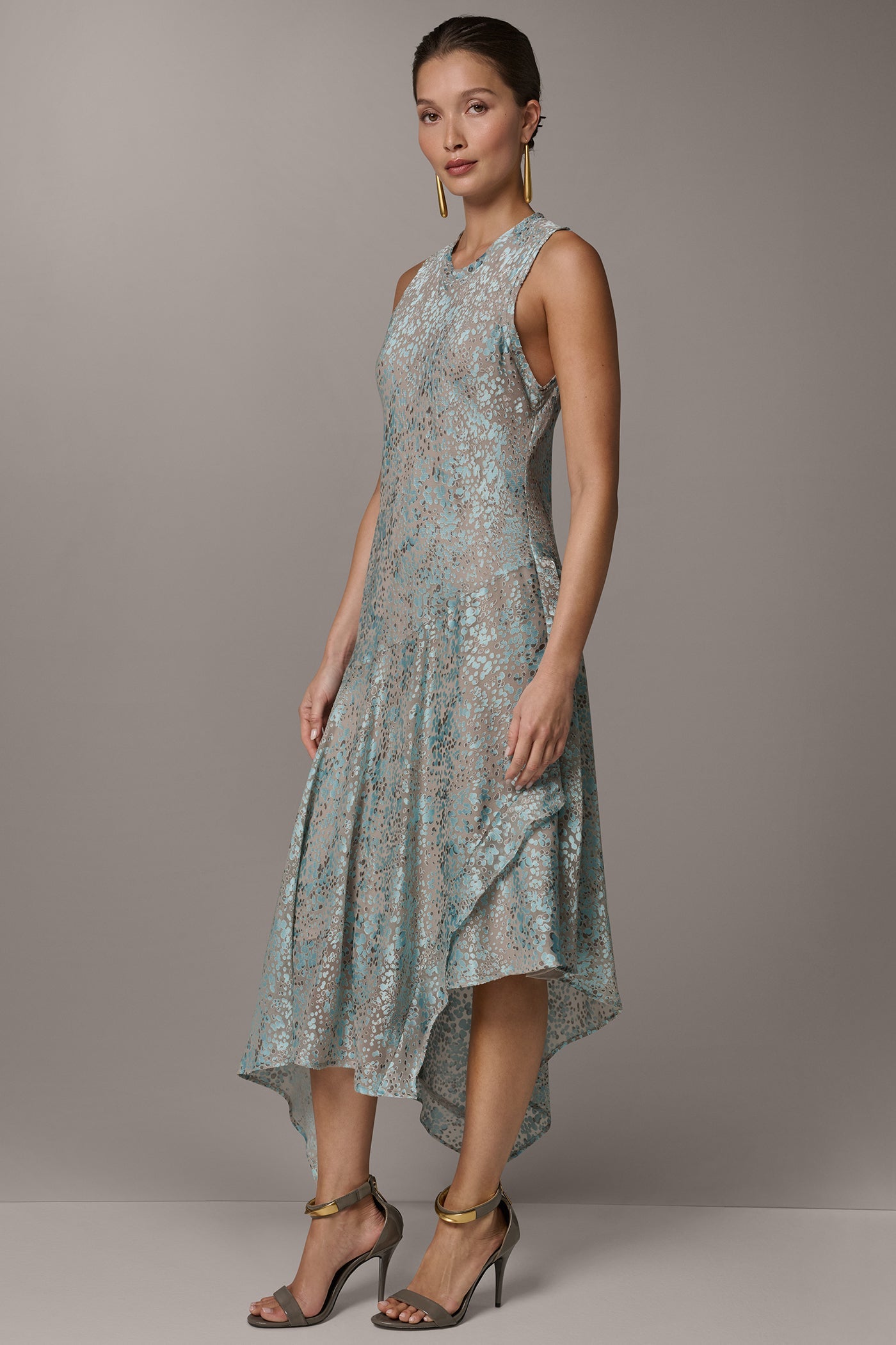 Turin Combo SLEEVELESS MIDI FIT AND FLARE DRESS Donna Karan