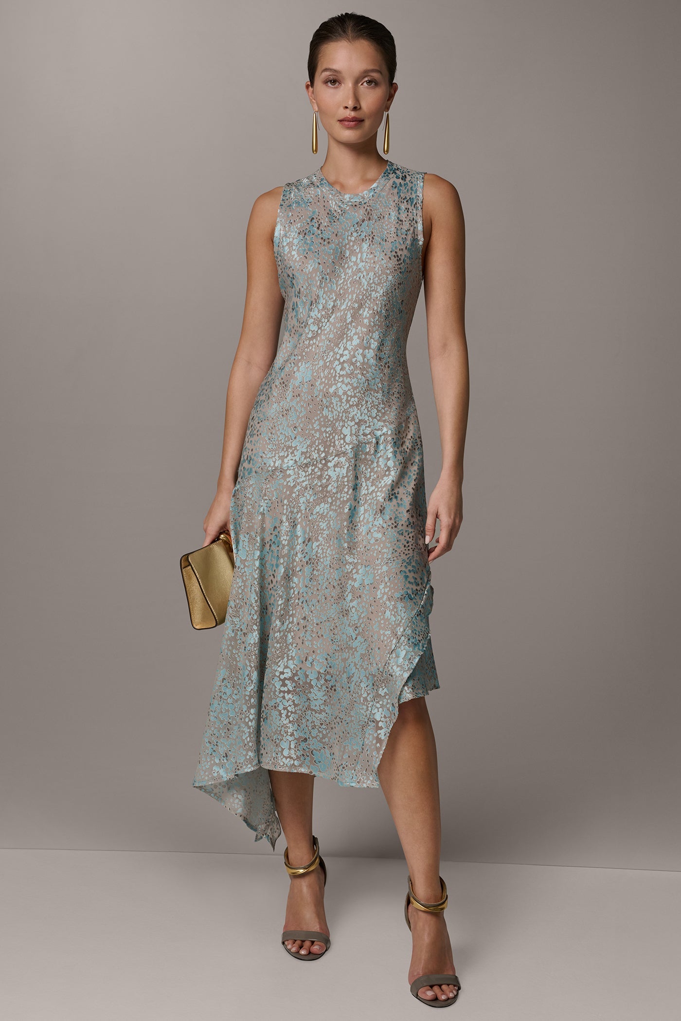 Turin Combo SLEEVELESS MIDI FIT AND FLARE DRESS Donna Karan
