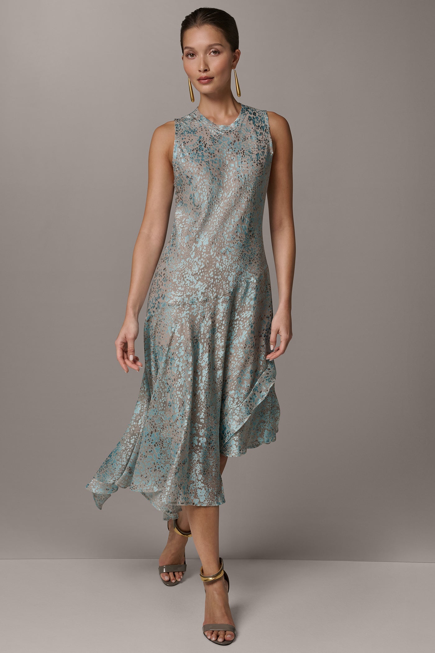 Turin Combo SLEEVELESS MIDI FIT AND FLARE DRESS Donna Karan