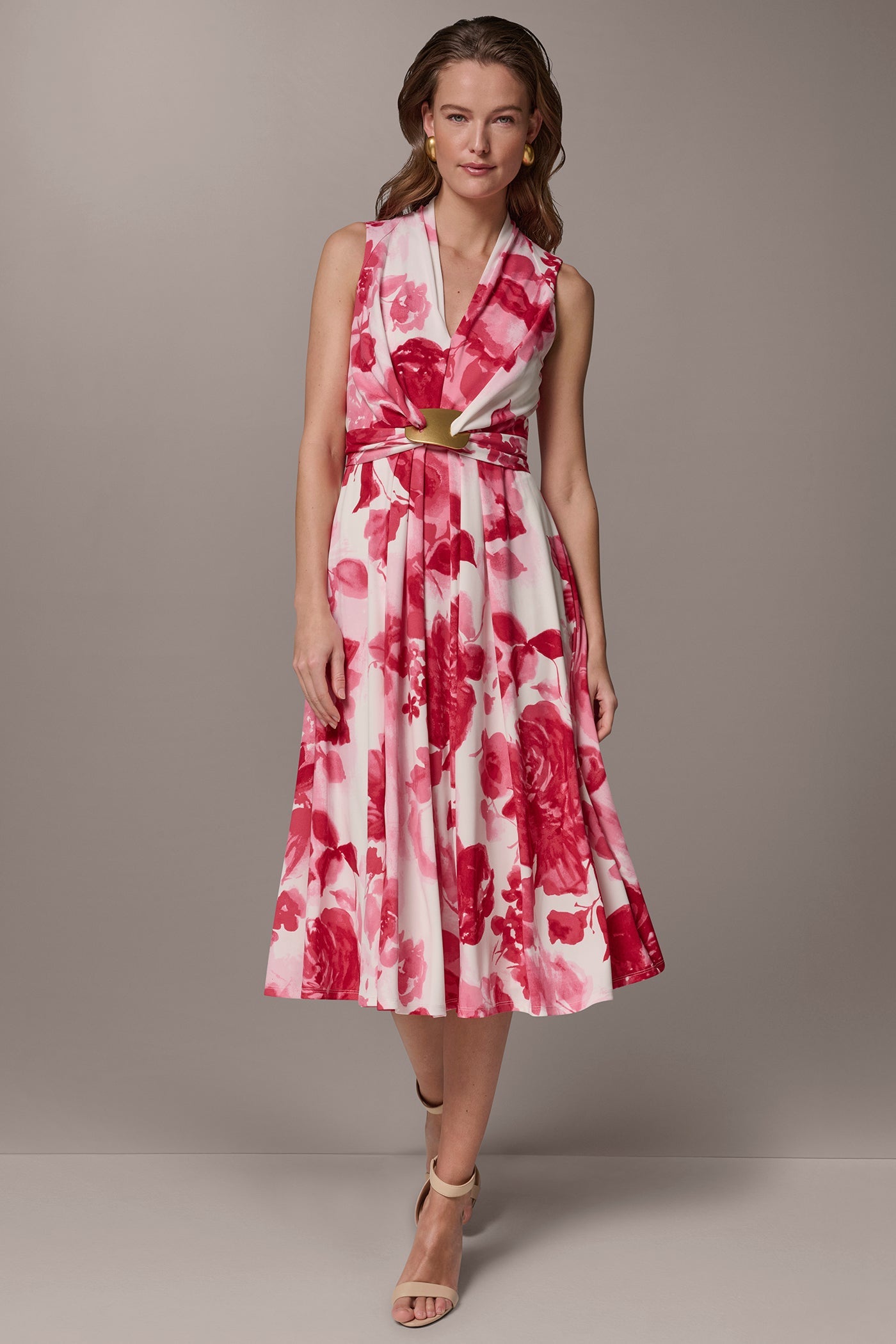 Azalea Multi FLORAL MIDI A-LINE DRESS Donna Karan