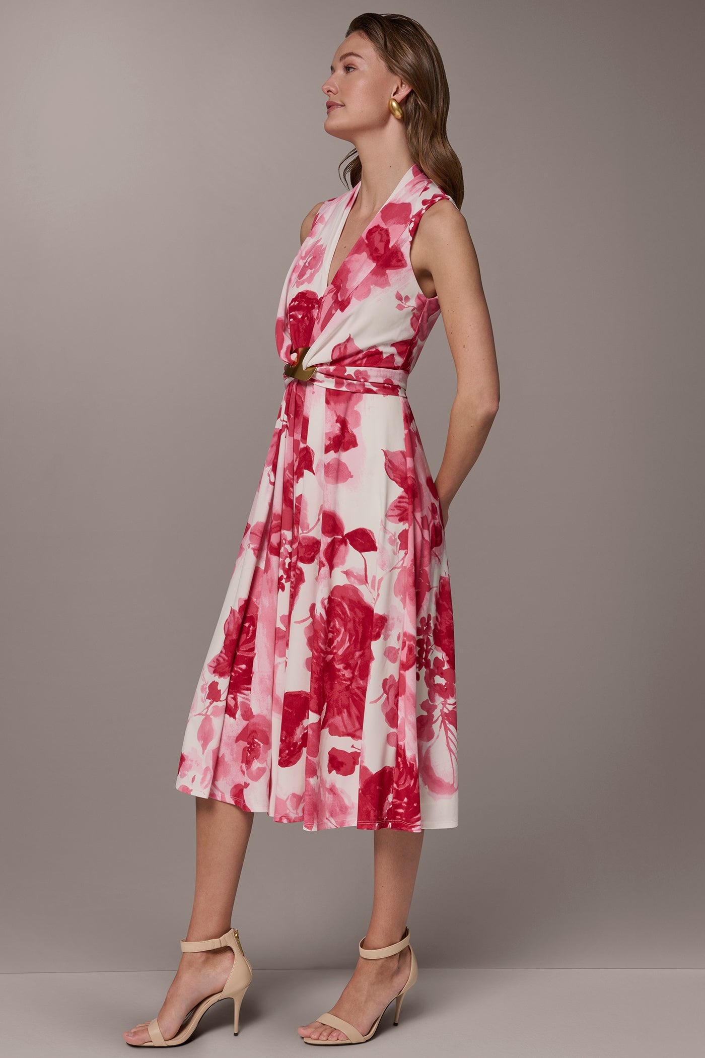 Azalea Multi FLORAL MIDI A-LINE DRESS Donna Karan
