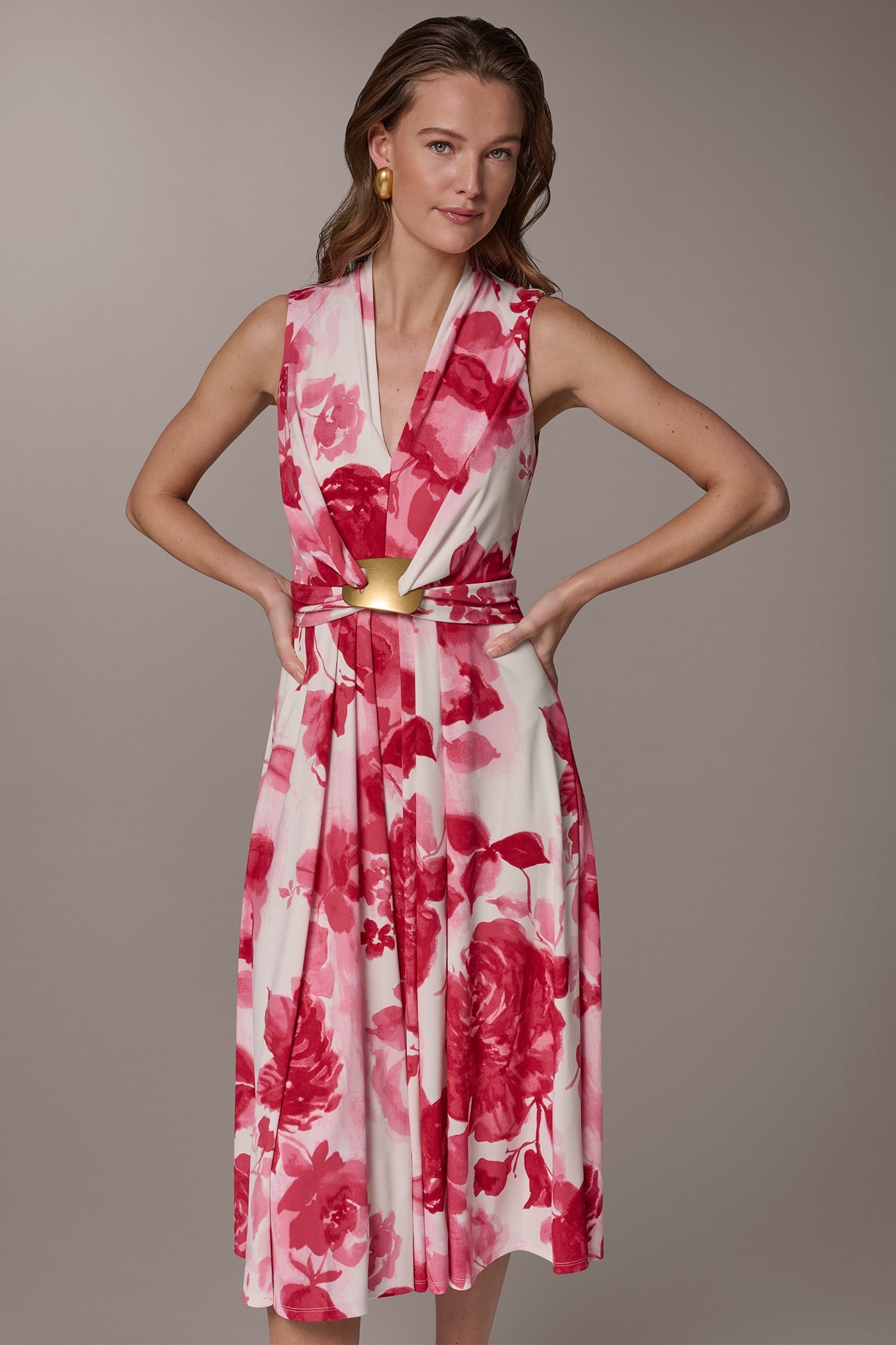 Azalea Multi FLORAL MIDI A-LINE DRESS Donna Karan