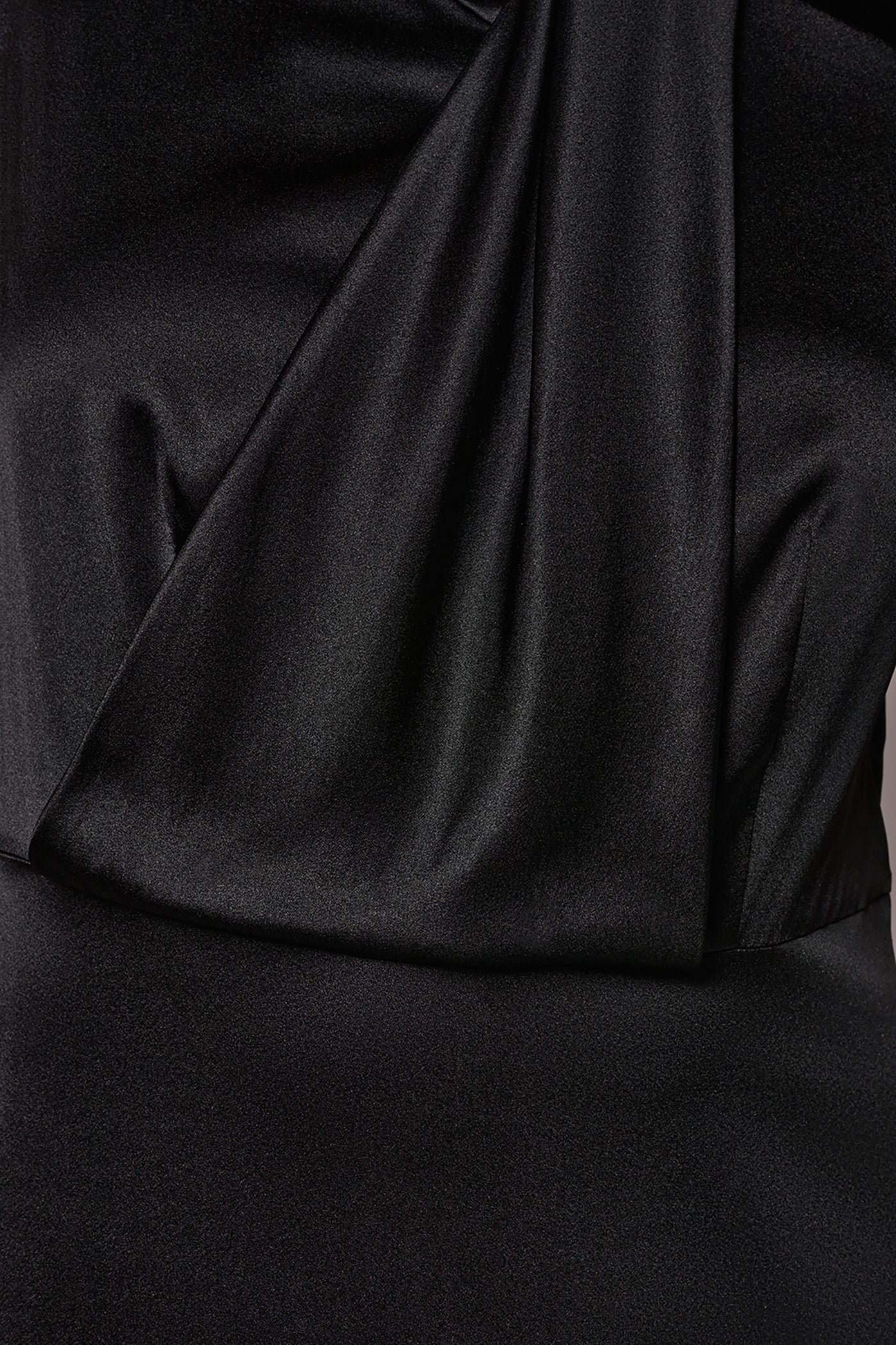 Black SILK-CHARMEUSE MIDI A-LINE DRESS Donna Karan