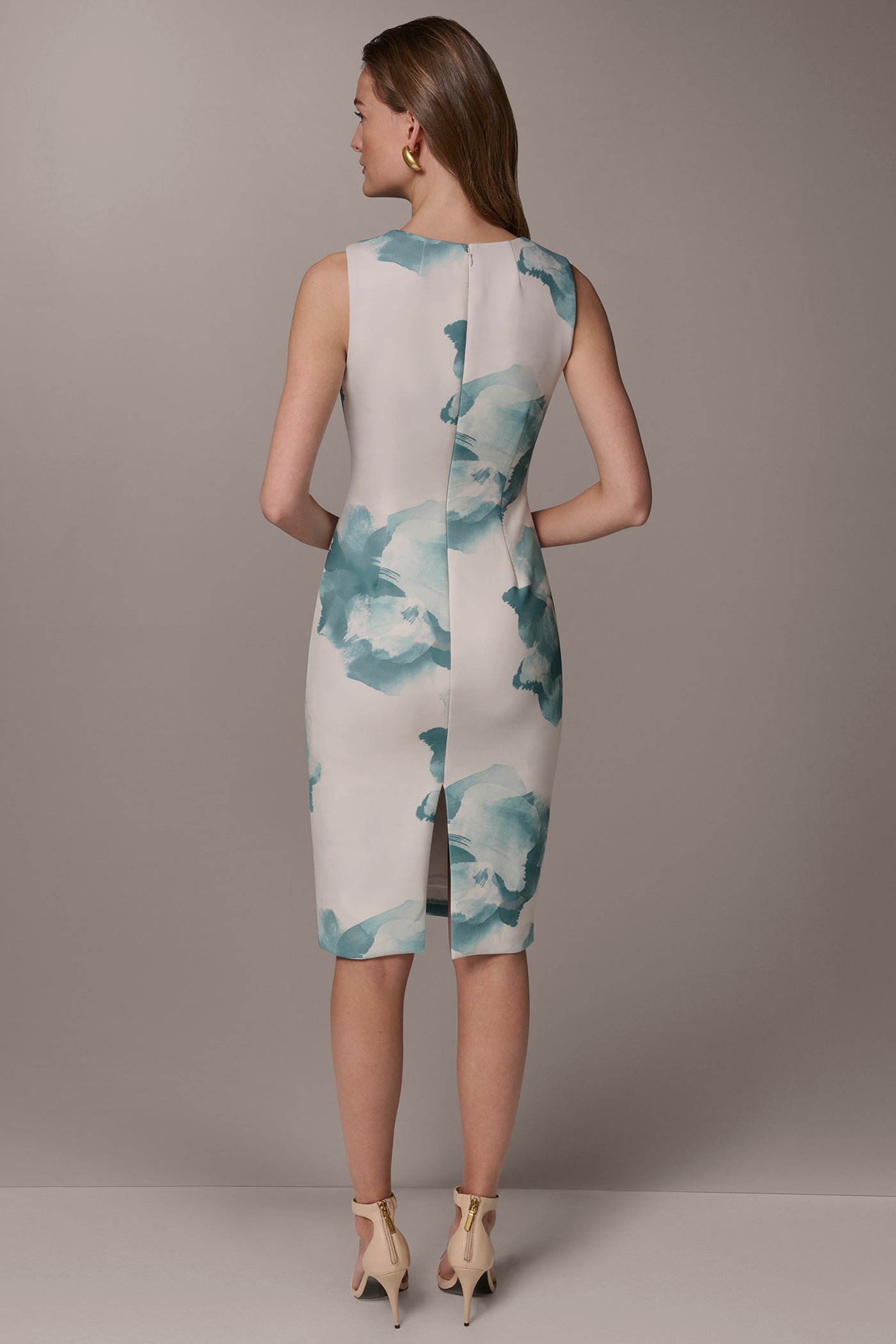Waterlily Multi FLORAL MIDI SHEATH DRESS Donna Karan