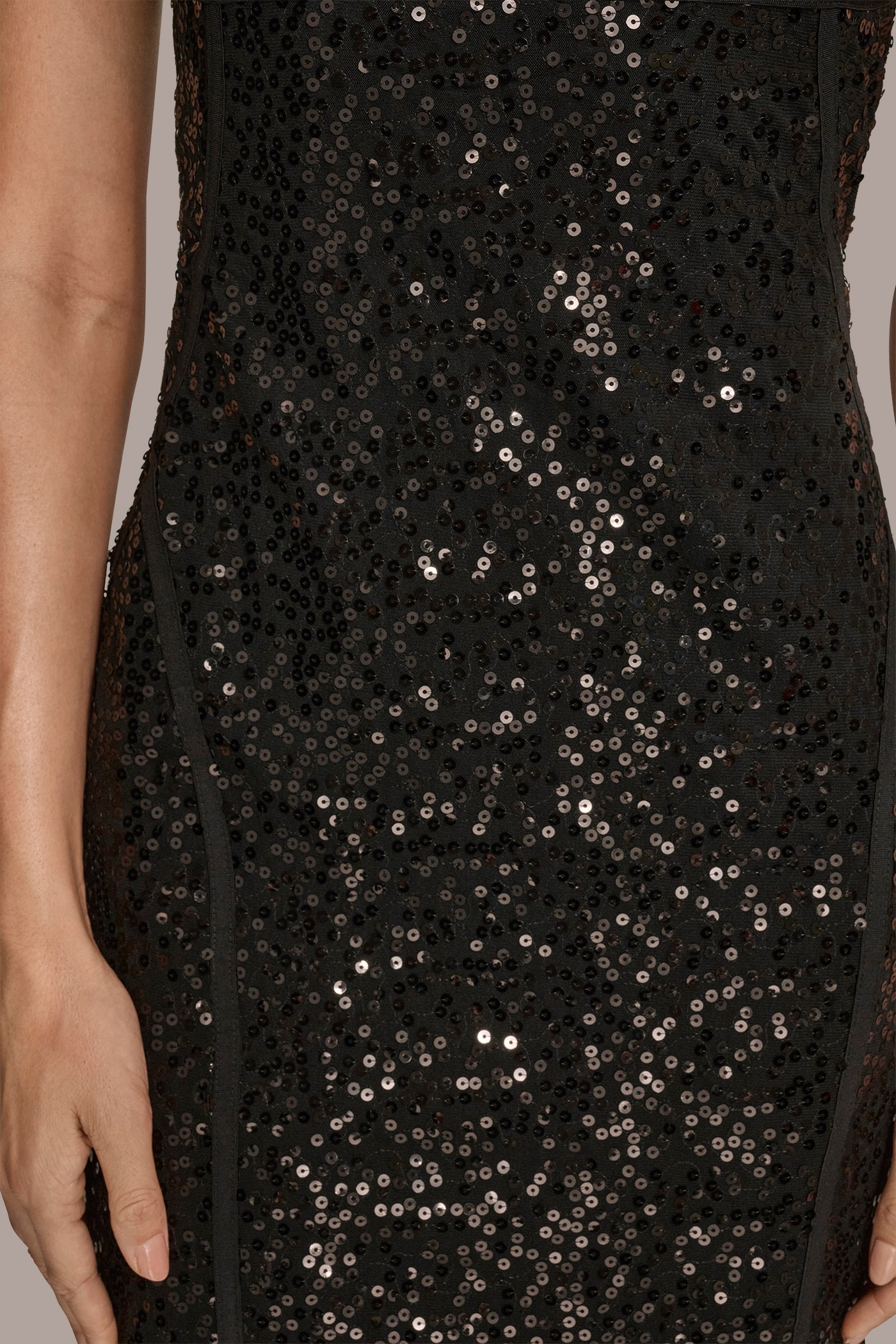 Black SEQUINED SEAM DRESS Donna Karan