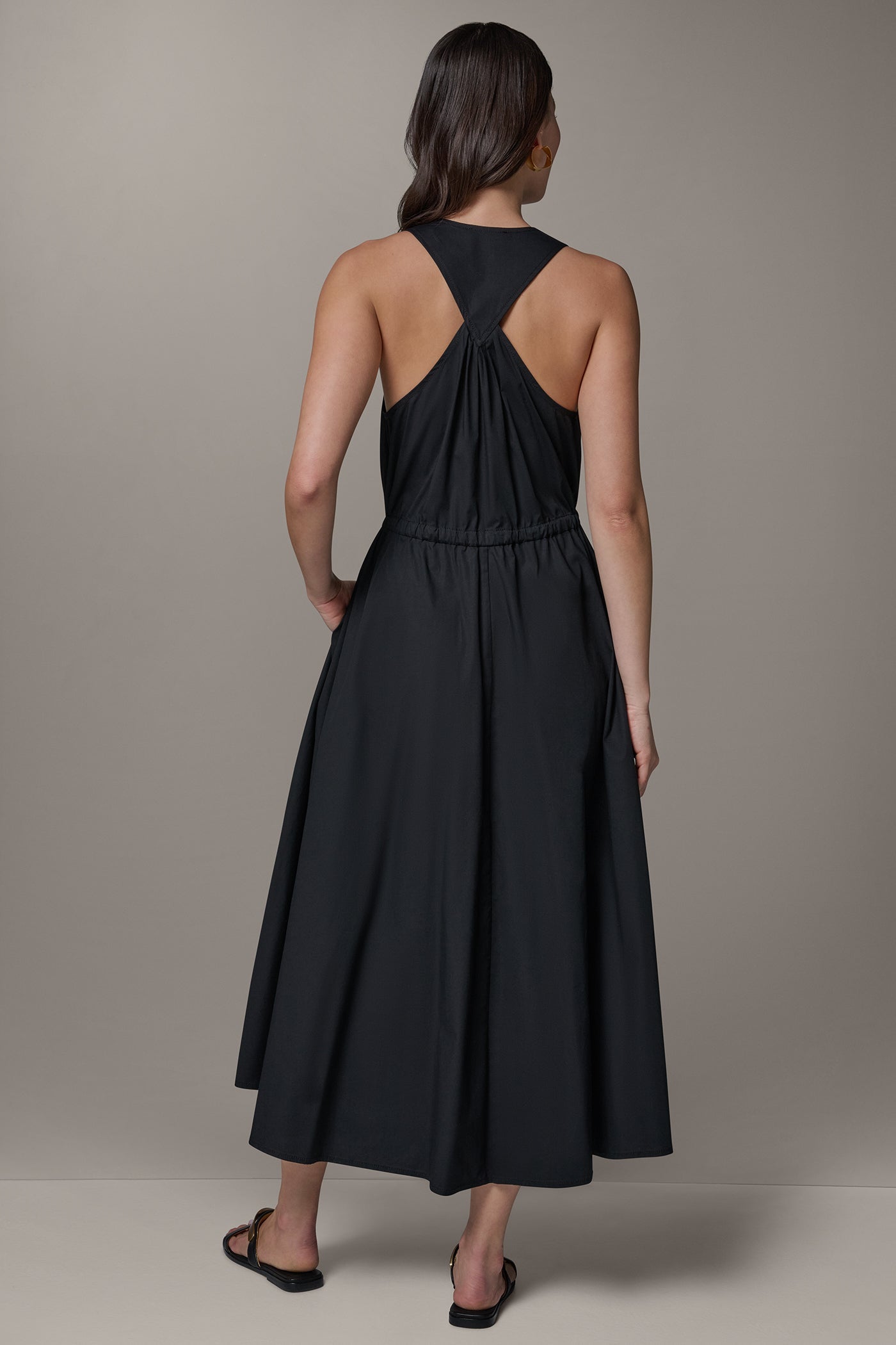 Black SLEEVELESS MIDI HALTER DRESS Donna Karan