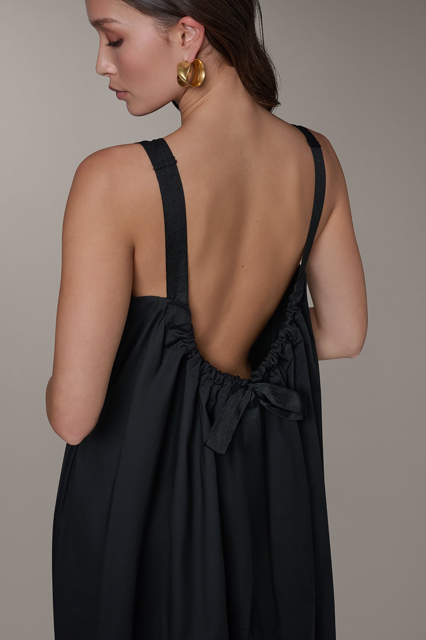 Black SLEEVELESS MAXI TRAPEZE DRESS Donna Karan