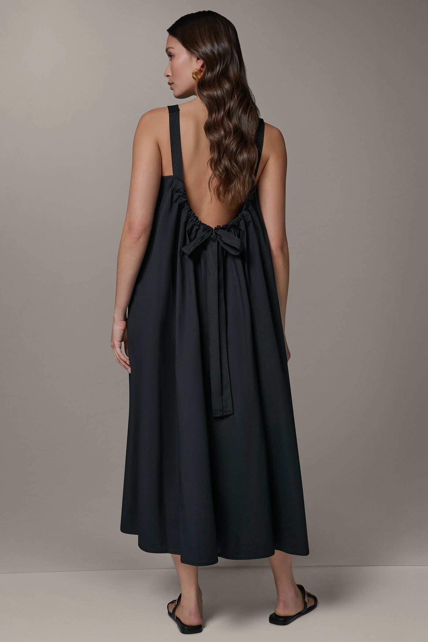 Black SLEEVELESS MAXI TRAPEZE DRESS Donna Karan