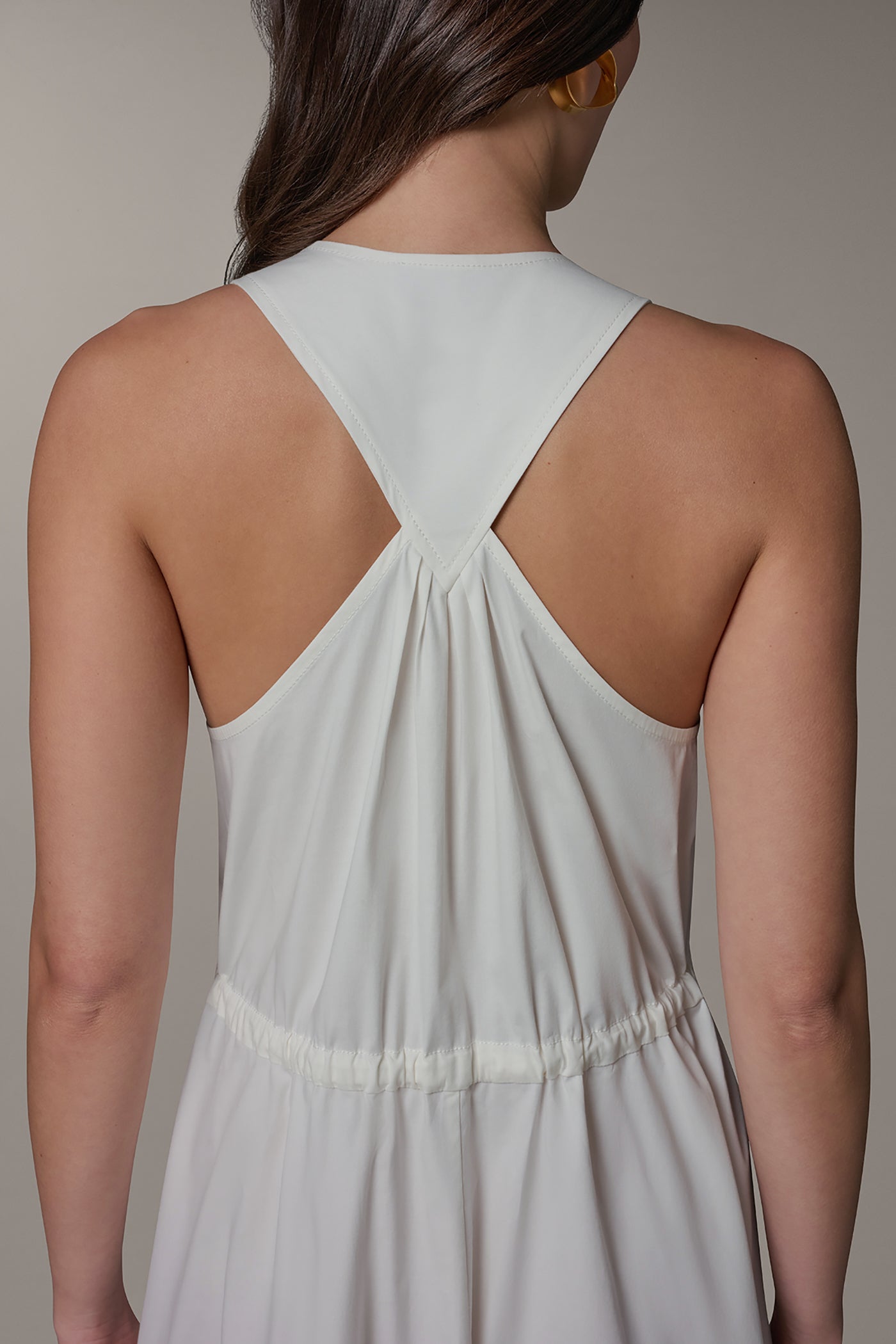 Cream SLEEVELESS MIDI HALTER DRESS Donna Karan