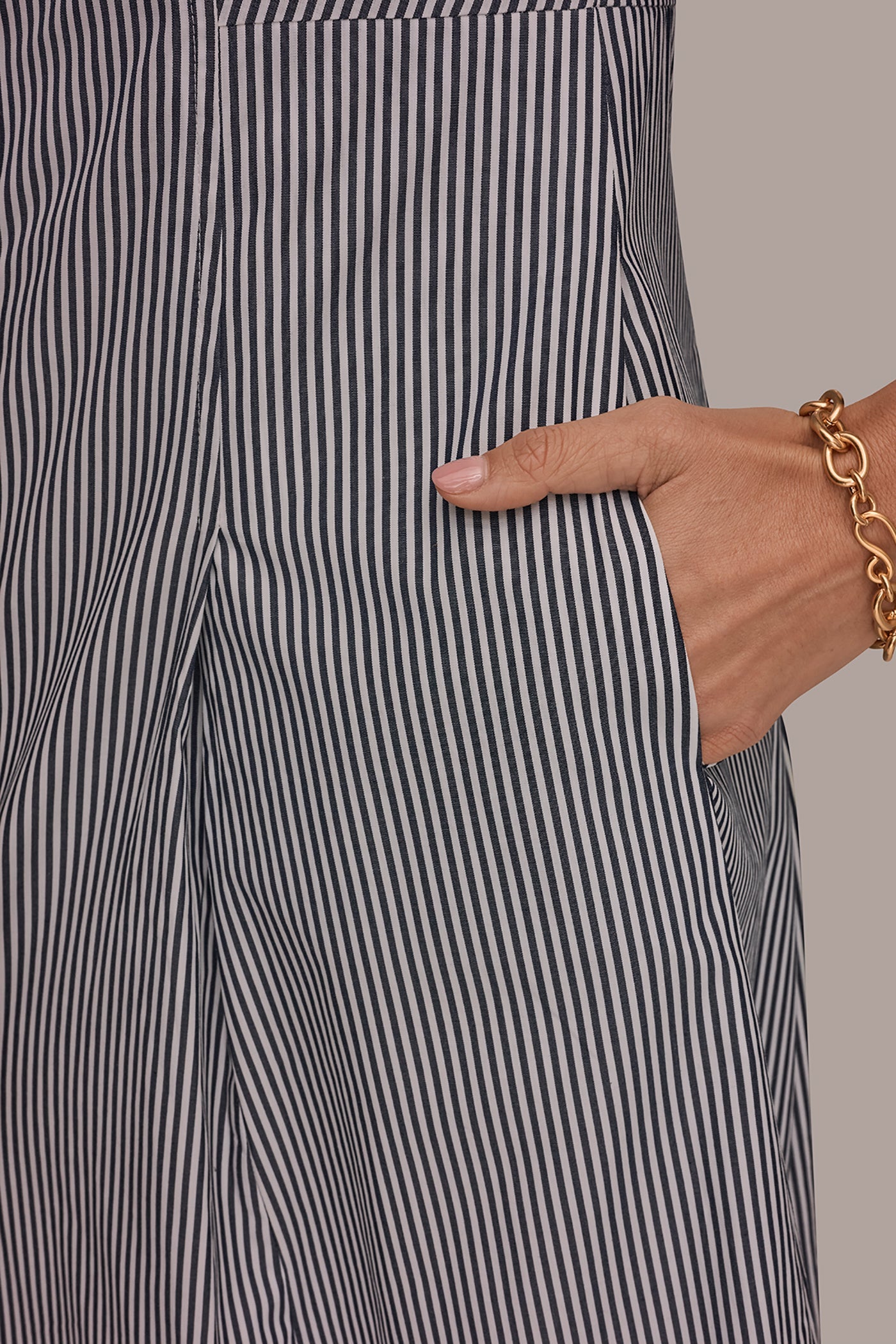 Nightfall / White COTTON-POPLIN STRIPED MIDI SHIRT DRESS Donna Karan