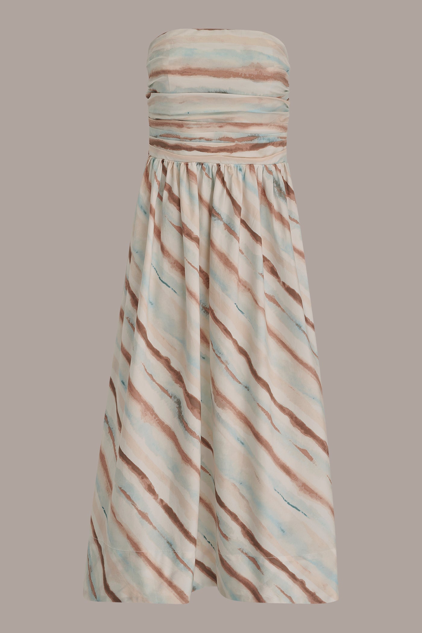 Watercolor Stripe STRAPLESS PRINTED MIDI DRESS Donna Karan