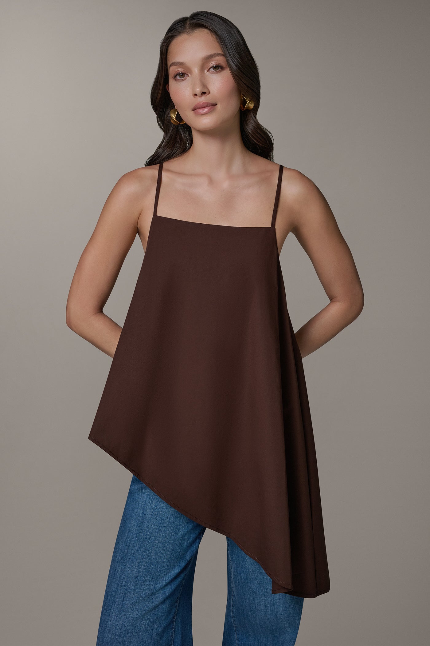 Canyon SLEEVELESS ASYMMETRIC TIE BACK BLOUSE Donna Karan