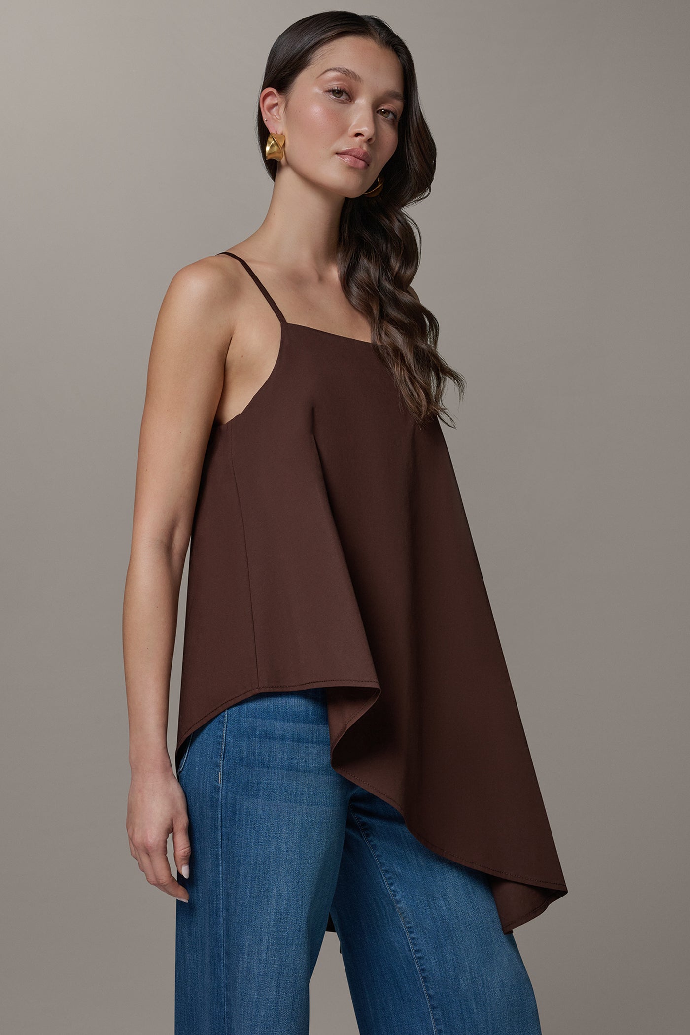Canyon SLEEVELESS ASYMMETRIC TIE BACK BLOUSE Donna Karan