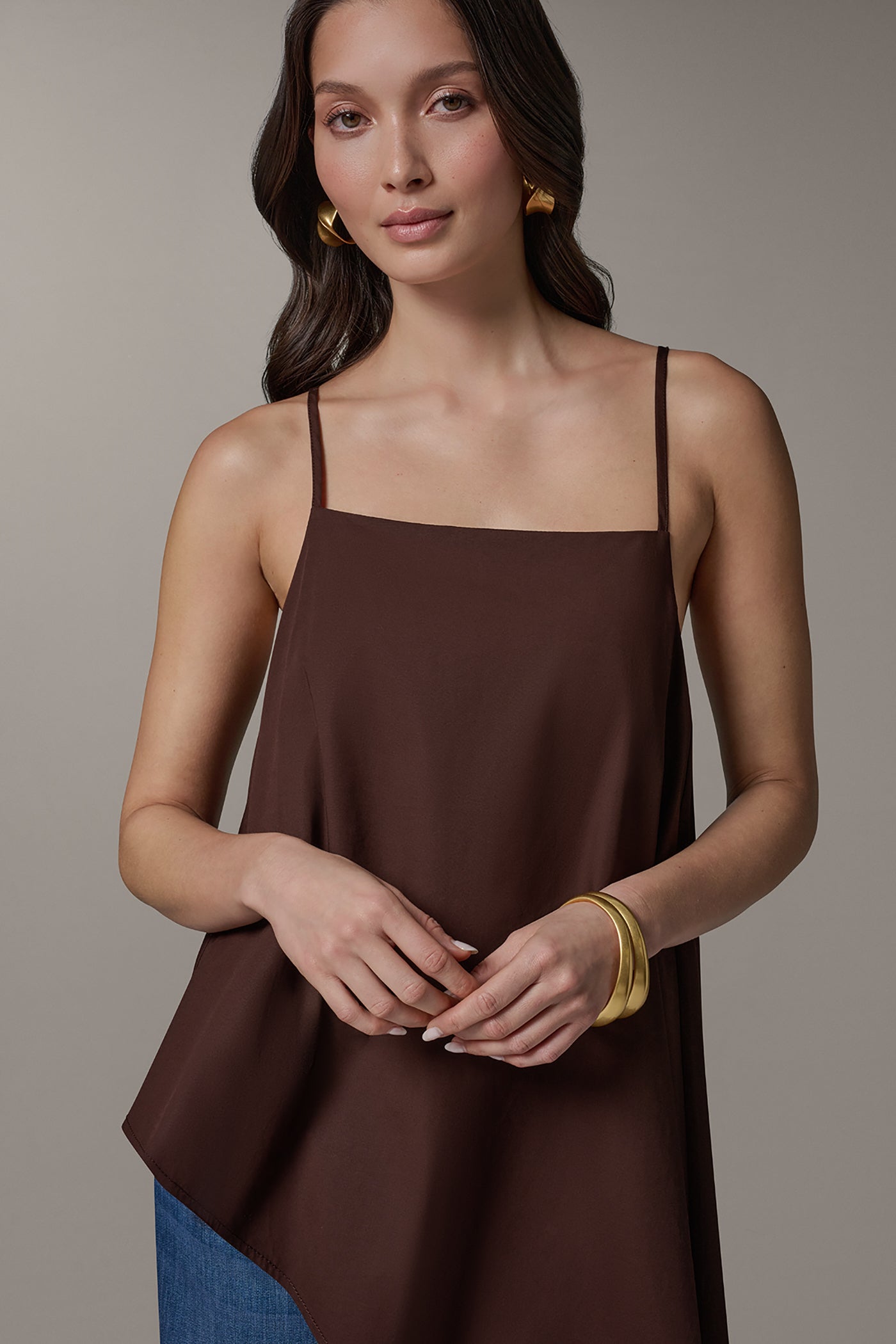 Canyon SLEEVELESS ASYMMETRIC TIE BACK BLOUSE Donna Karan