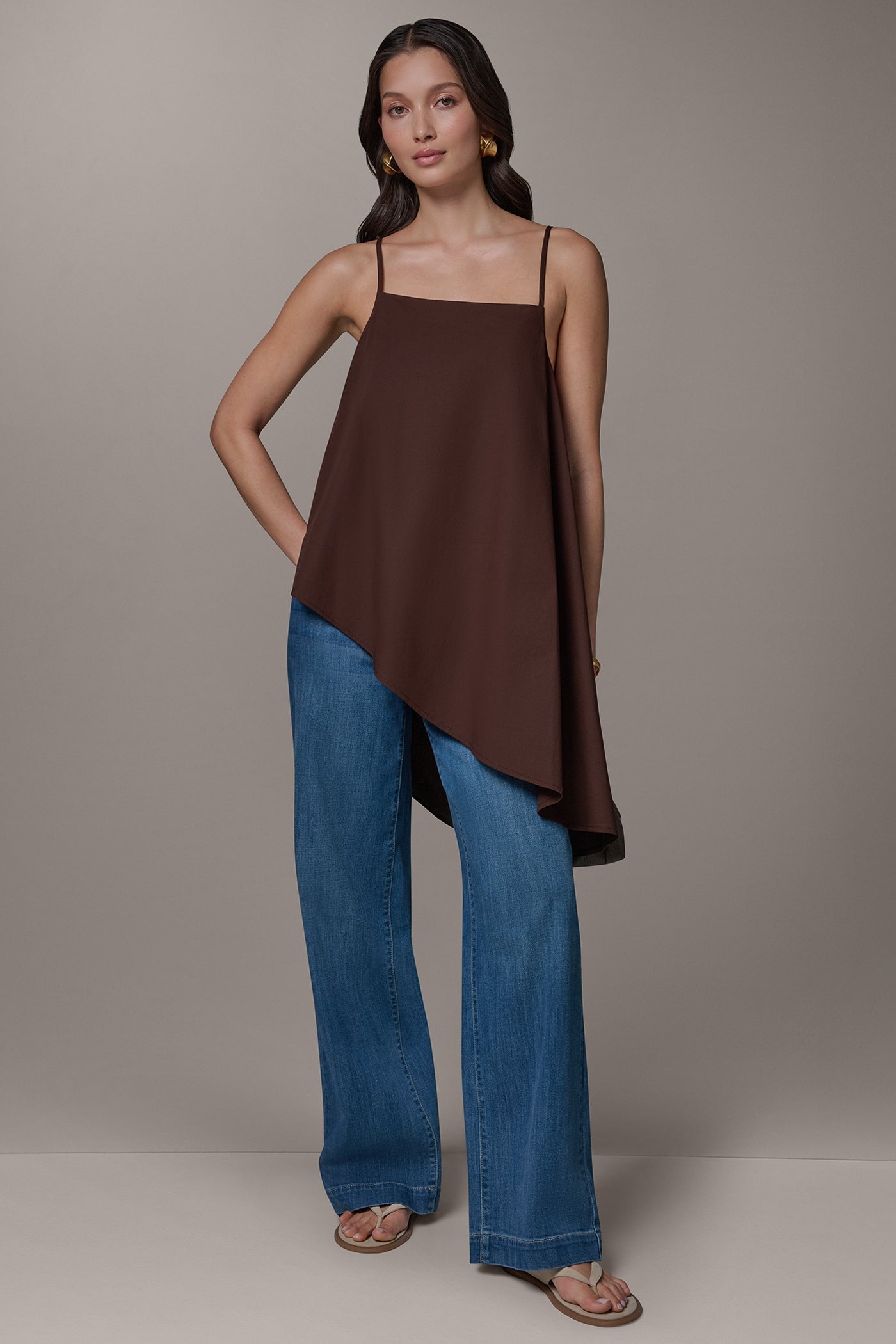 Canyon SLEEVELESS ASYMMETRIC TIE BACK BLOUSE Donna Karan