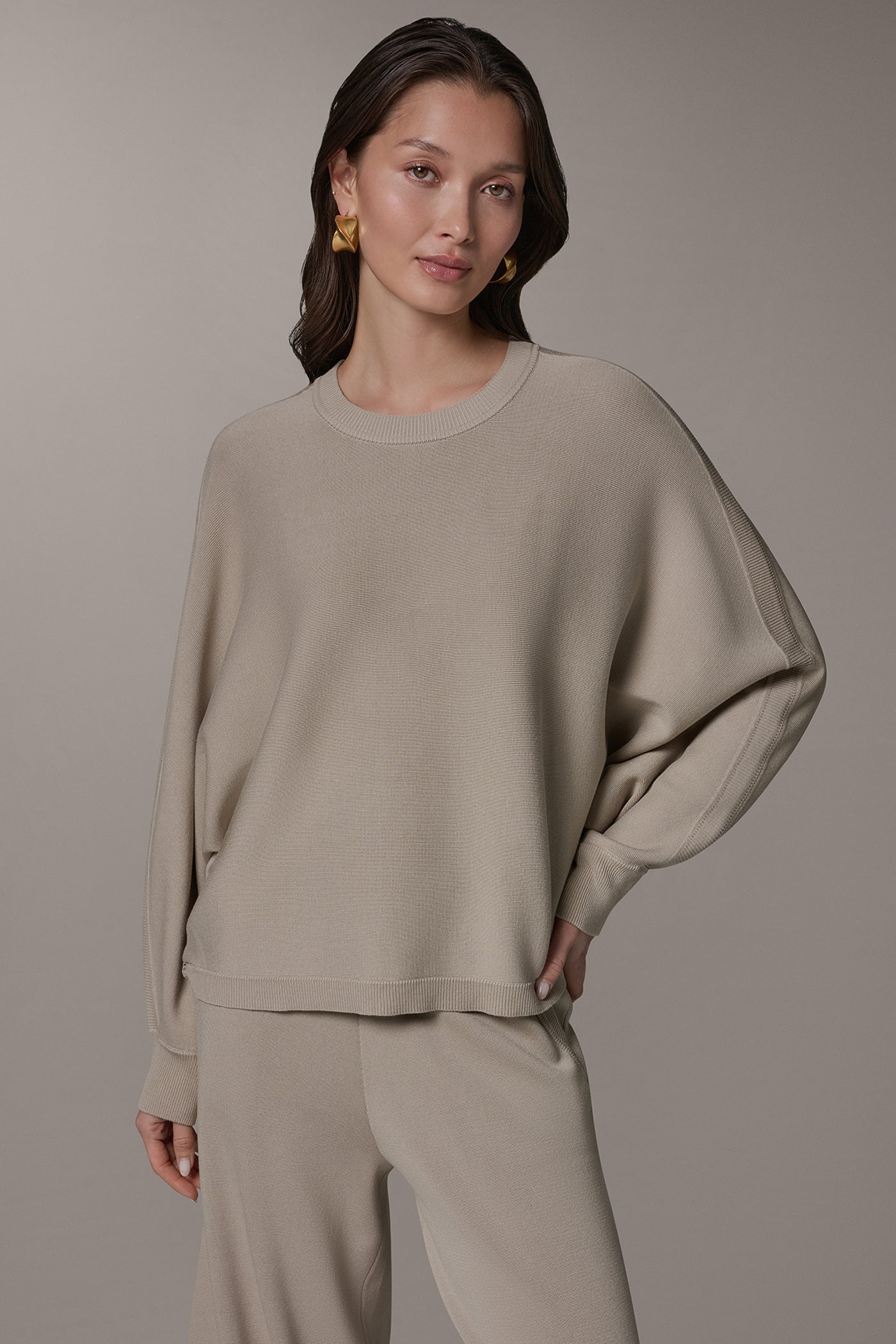 Sandstone LONG DOLMAN SLEEVE SWEATER Donna Karan