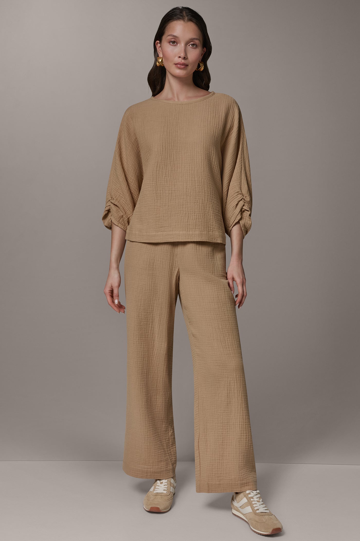 Fawn 3/4 SLEEVE TWIST CUFF BLOUSE Donna Karan