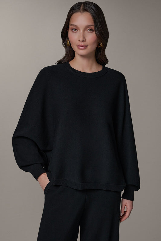 Black LONG DOLMAN SLEEVE SWEATER Donna Karan