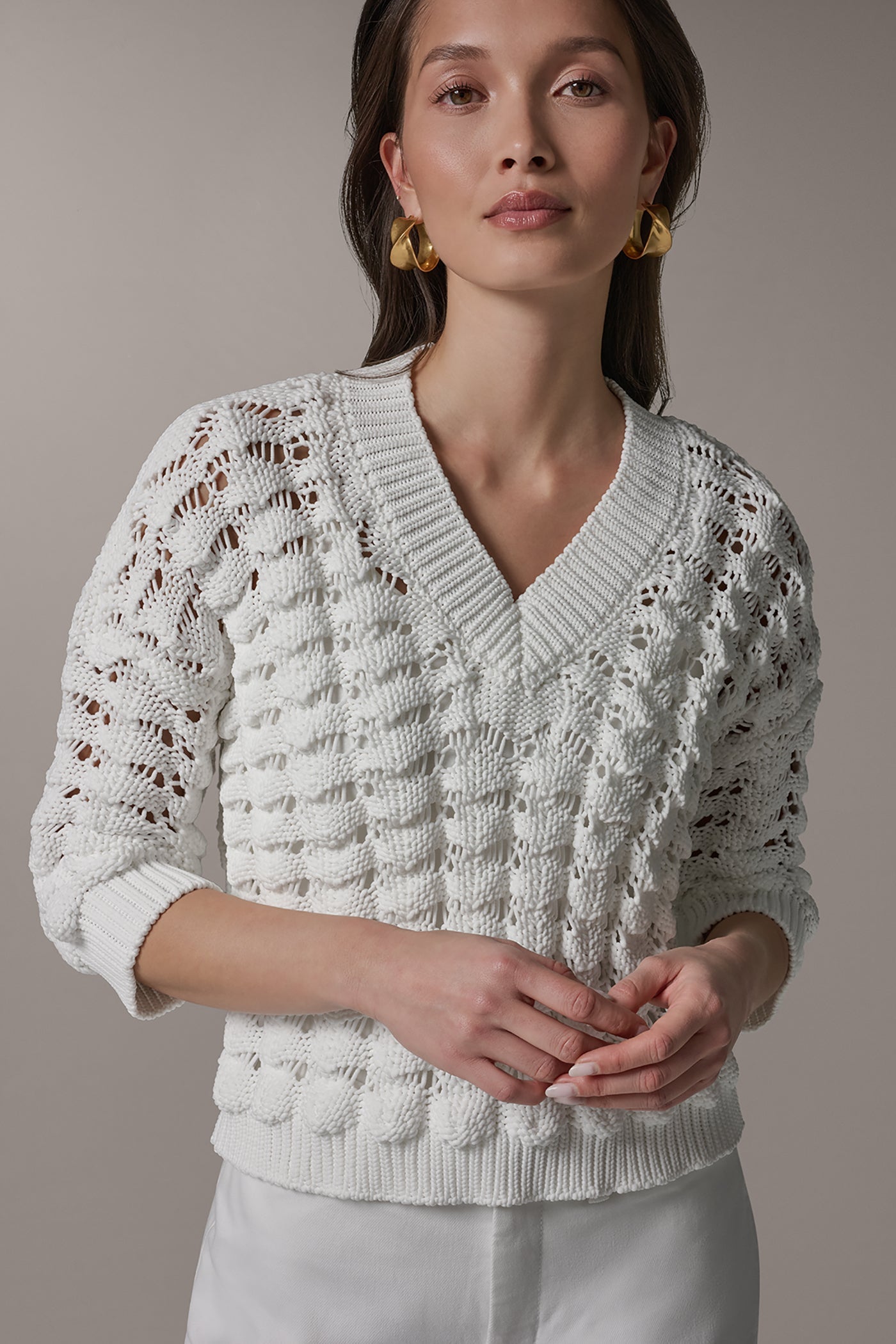 Cream 3/4 SLEEVE SWEATER Donna Karan
